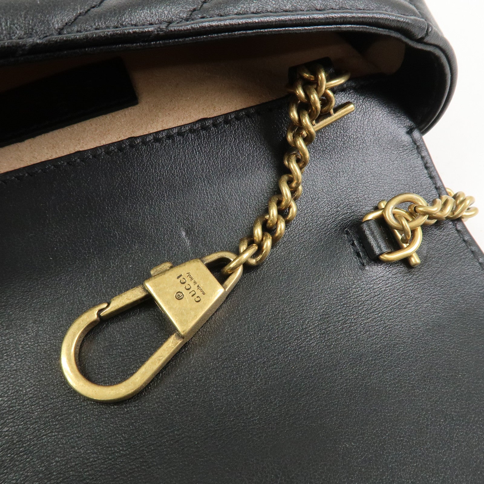 GUCCI GG Marmont Leather Chain Shoulder Bag Black 476433
