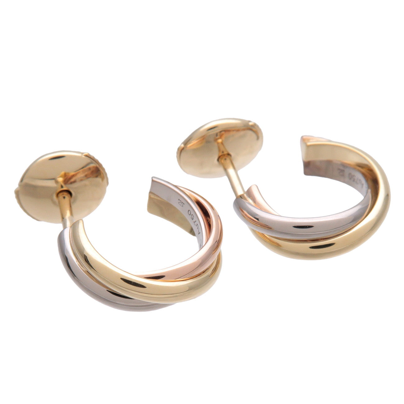 Cartier Trinity Earrings K18 750 White Gold Rose Gold Yellow Gold