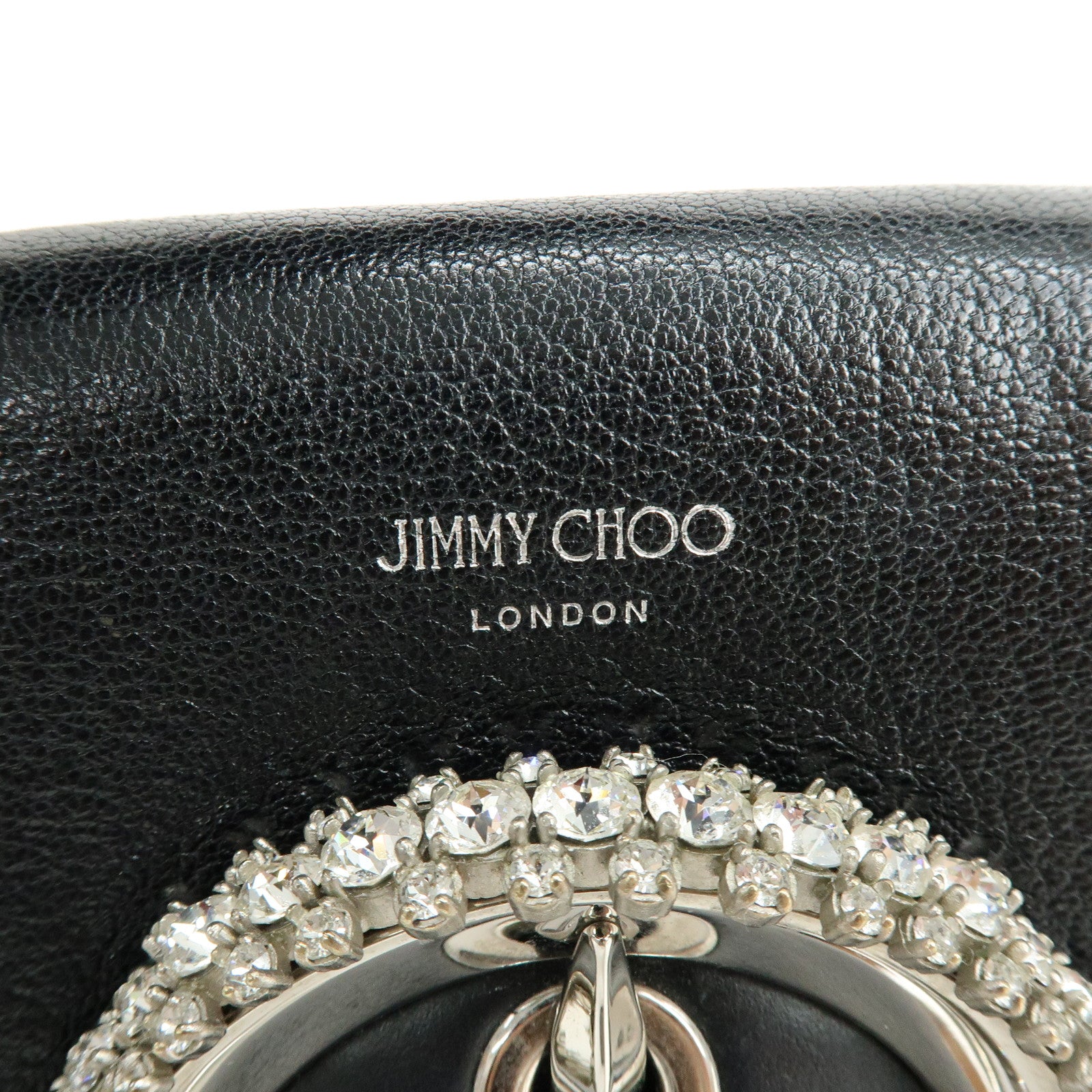 Jimmy Choo Madeline Leather Rhinestone 2Way Hand Shoulder Bag Black