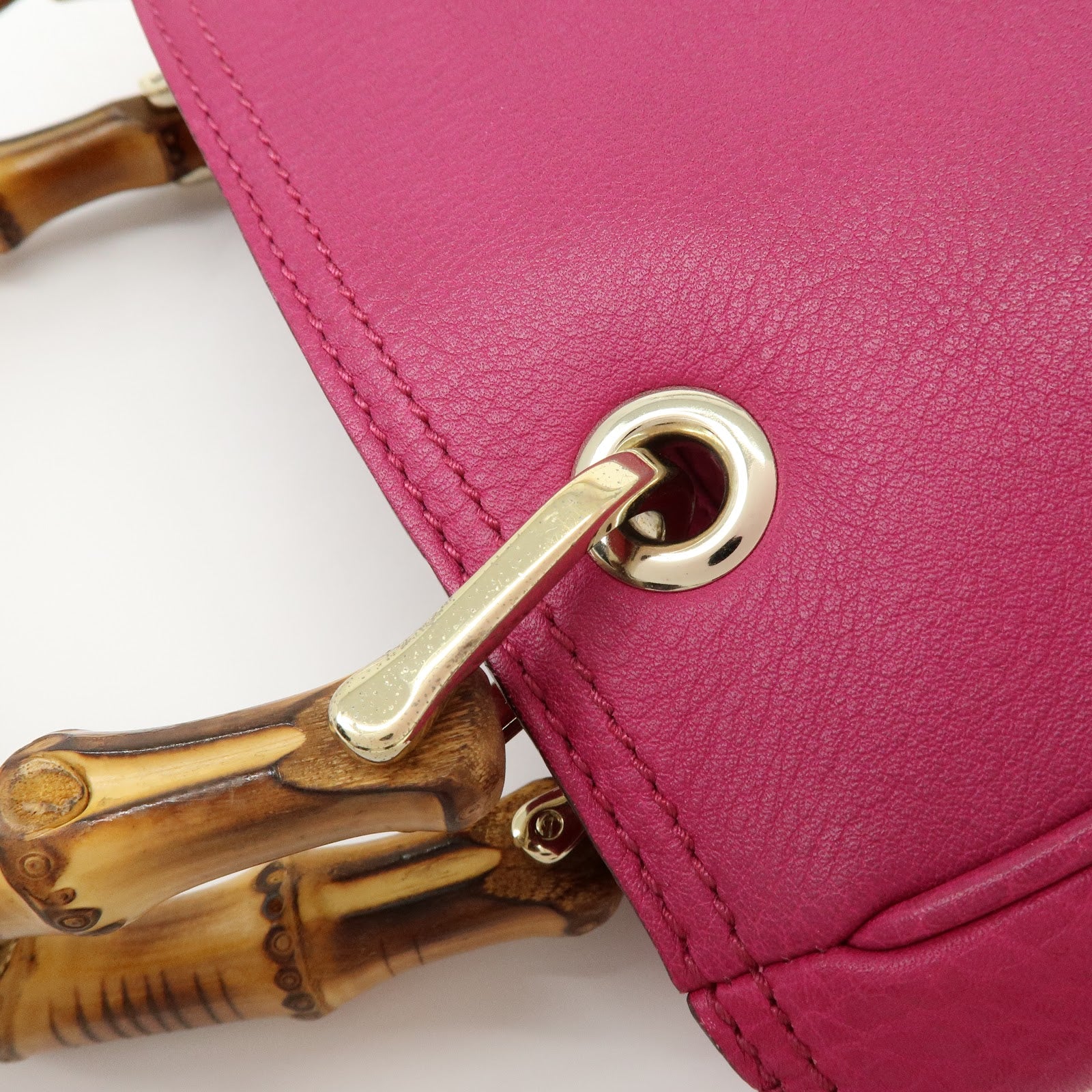 GUCCI Bamboo Leather 2Way Bag Hand Bag Shoulder Bag Pink 336032