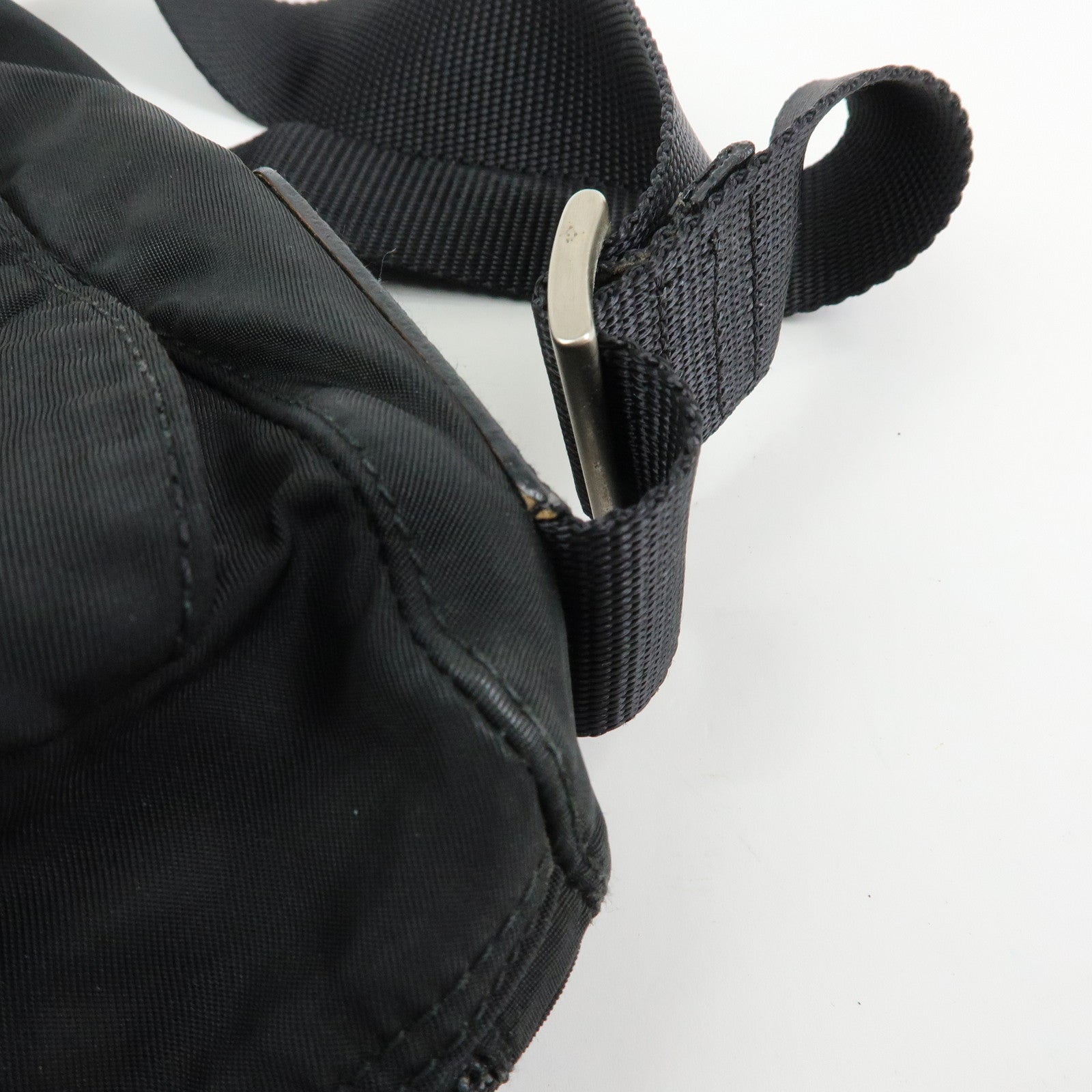 PRADA Triangle Logo Nylon Shoulder Bag Crossbody Bag Black BT8994