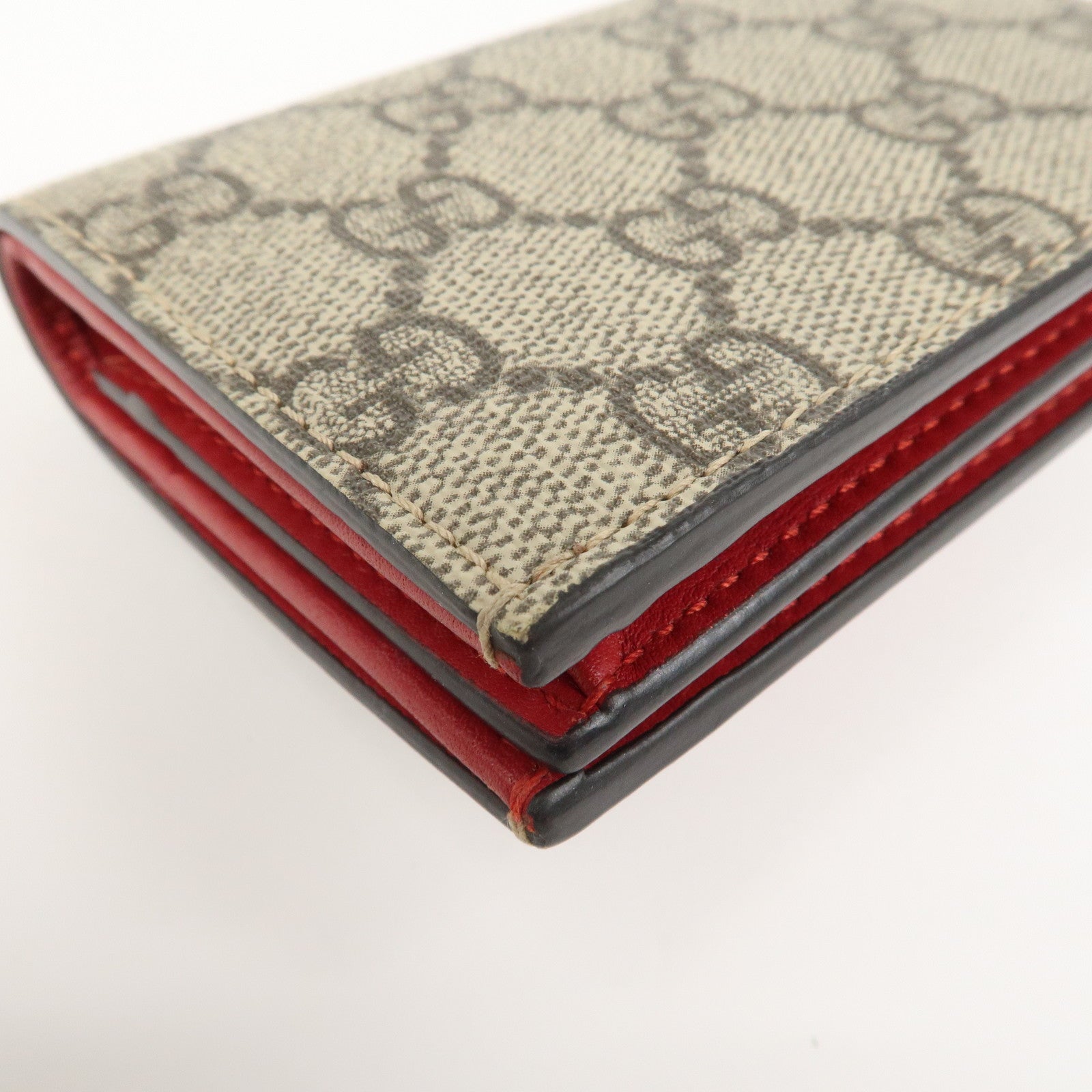 GUCCI Interlocking G GG Supreme Cherry Compact Wallet Beige 476050