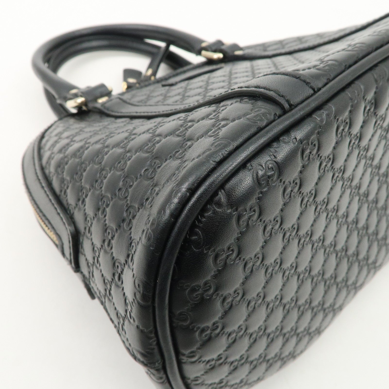 GUCCI Micro Guccissima Leather 2 Way Hand Bag Black 449654 Used