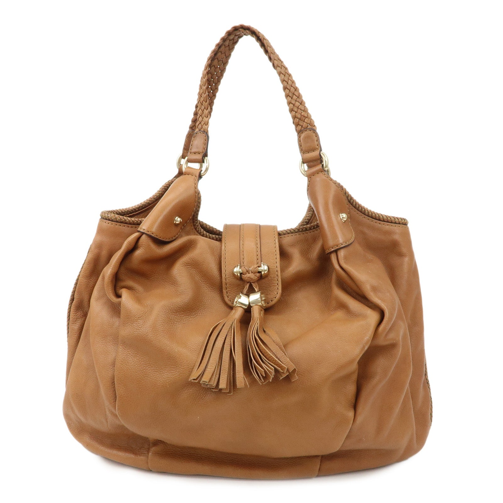 GUCCI Marrakech Leather Shoulder Bag Hand Bag Brown 257029 Used