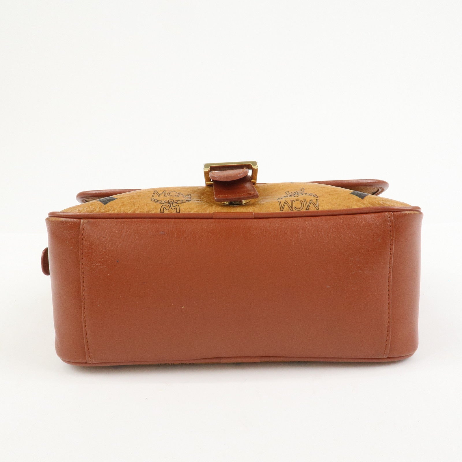 MCM Visetos Leather Shoulder Bag Crossbody Bag Brown