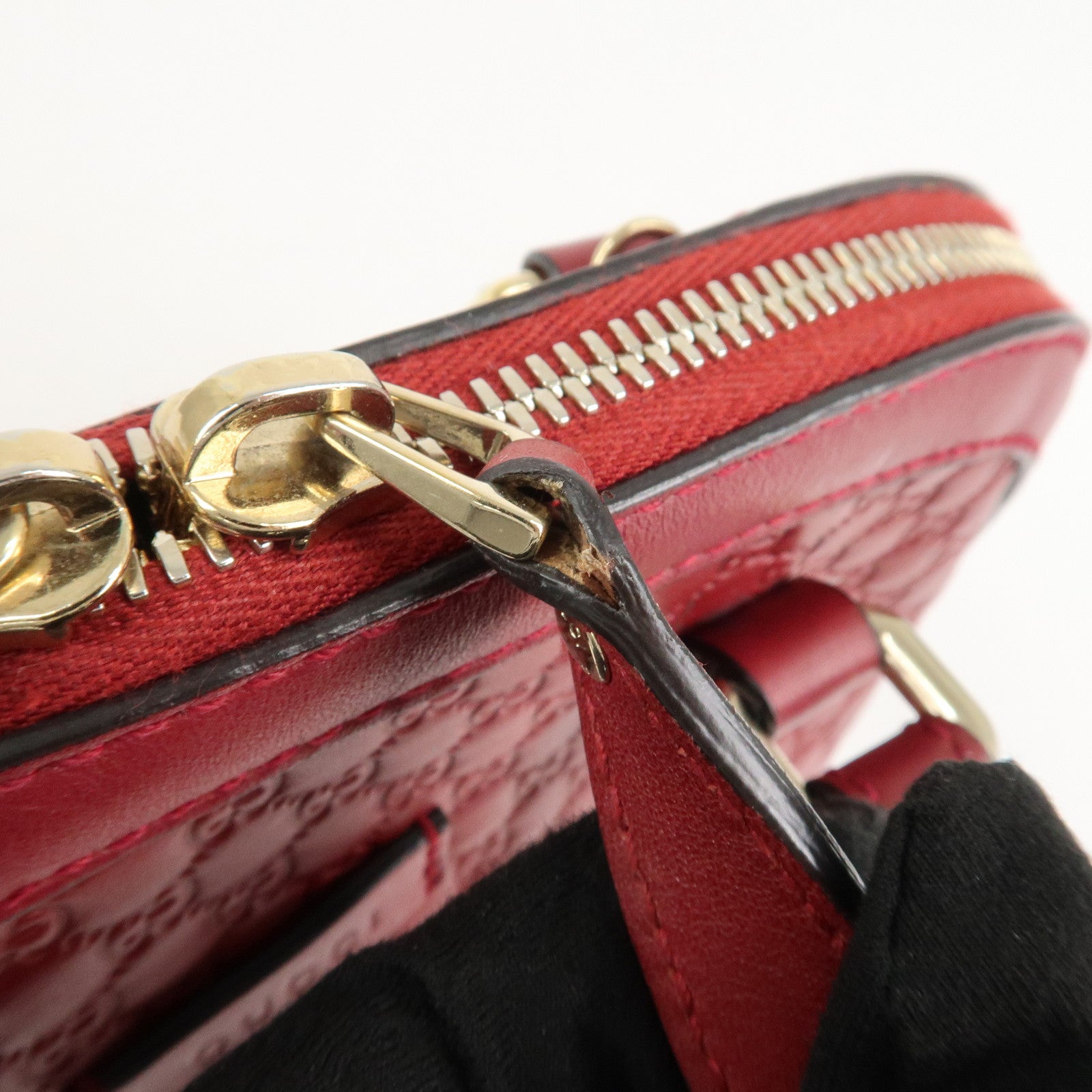 GUCCI Micro Guccissima Leather 2Way Hand Shoulder Bag Red 449654 Used