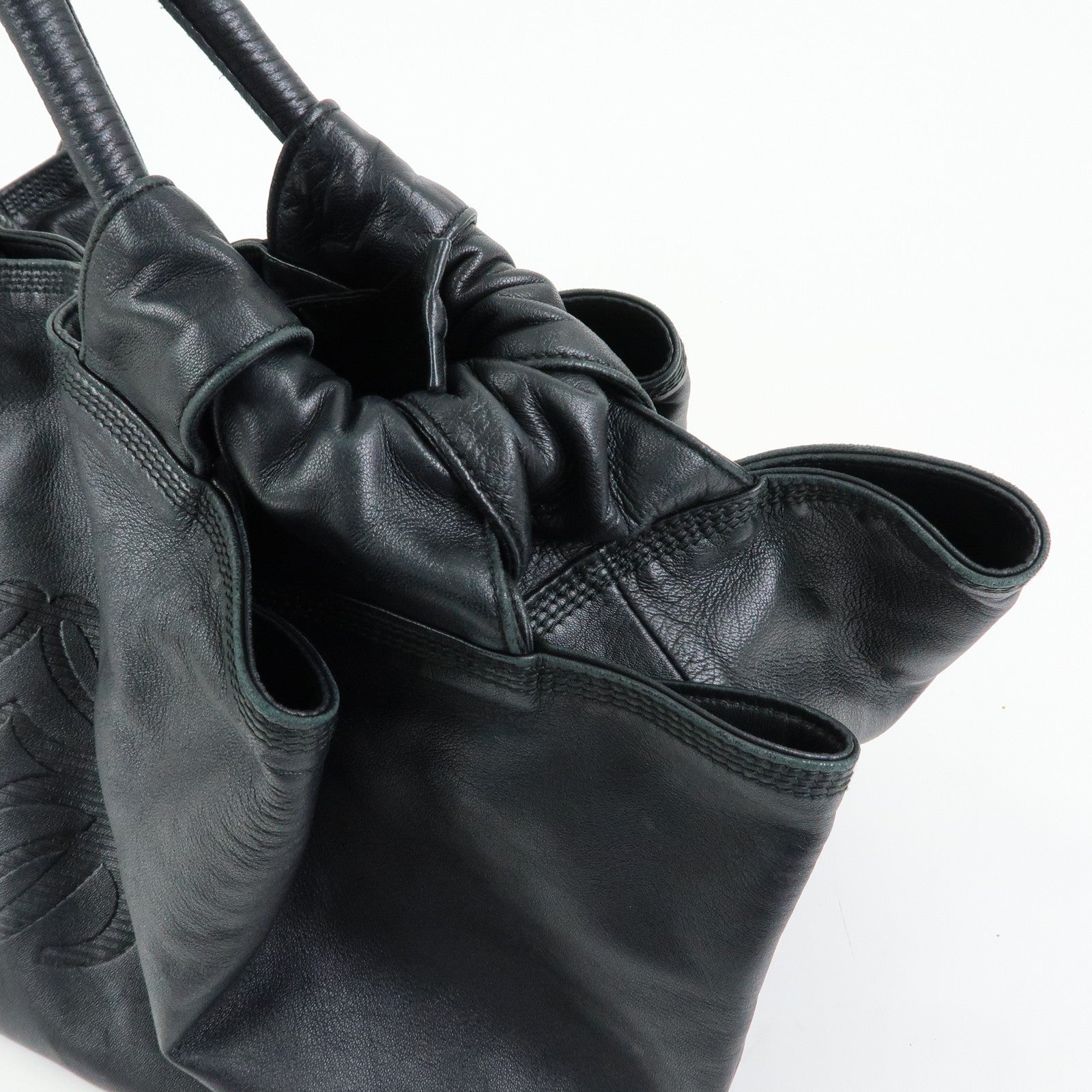 LOEWE Anagram Leather Nappa Aire Hand Bag Tote Bag Black