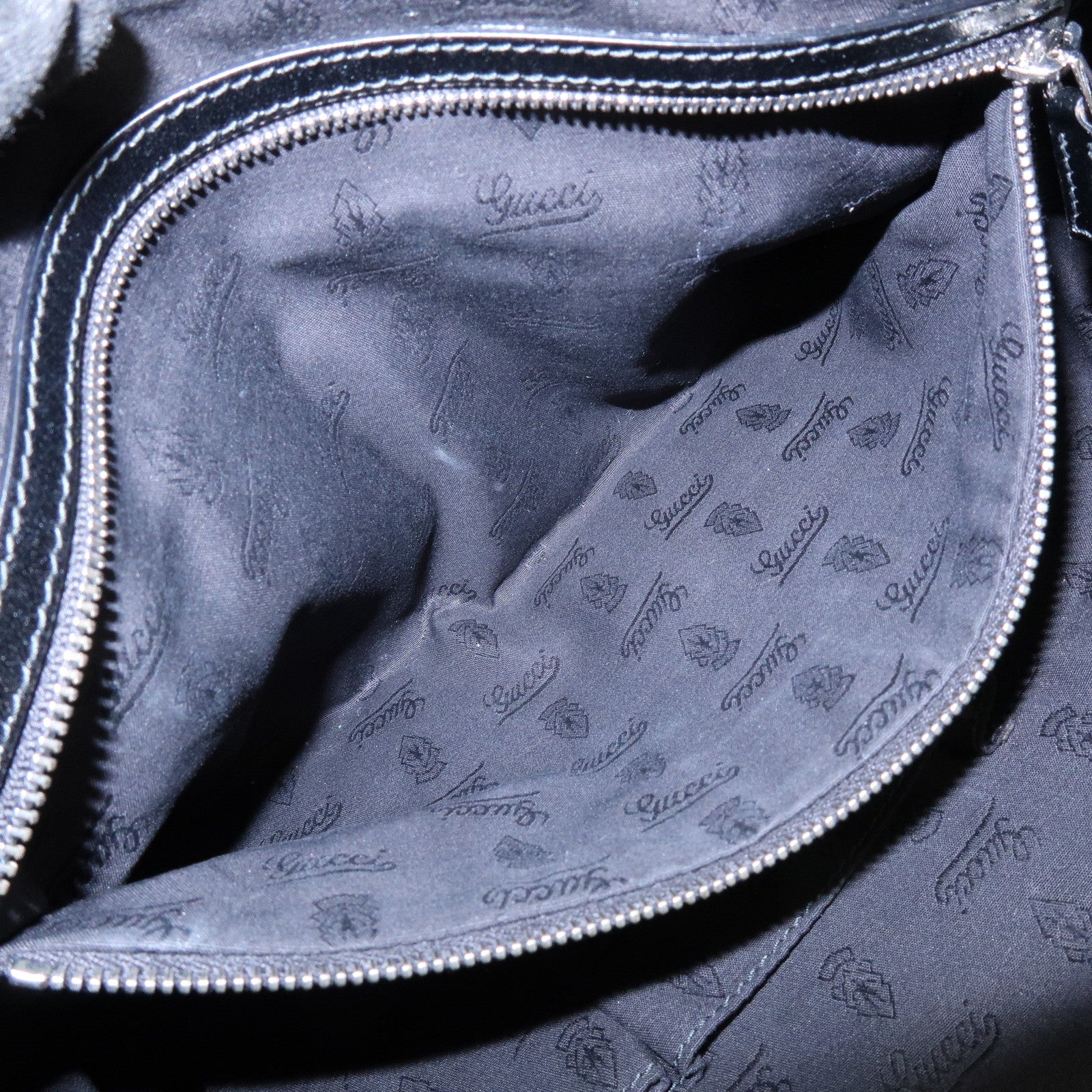 GUCCI Interlocking G Leather Tote Bag Hand Bag Black 232957