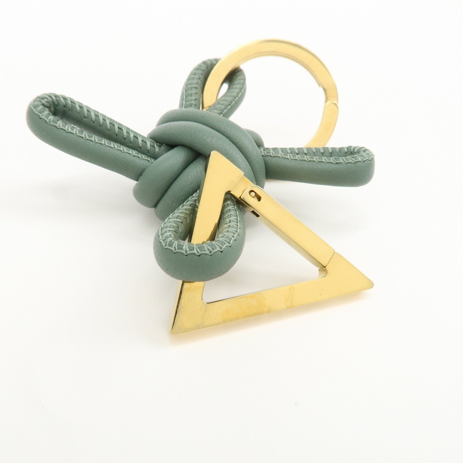 BOTTEGA VENETA Metal Leather Bag Charm Key Charm Green