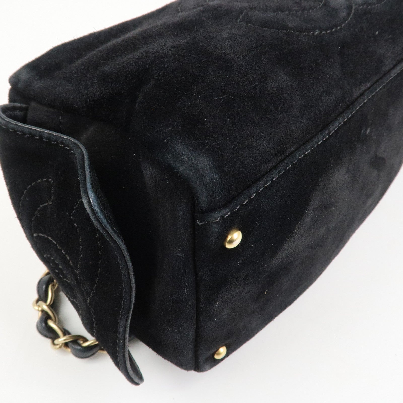 CHANEL COCO Mark Suede Leather Chain Shoulder Bag Black