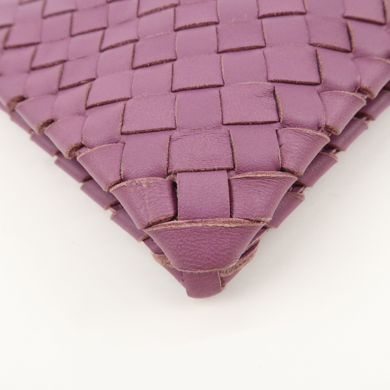 BOTTEGA VENETA Intrecciato Leather Clutch Bag Purple Used