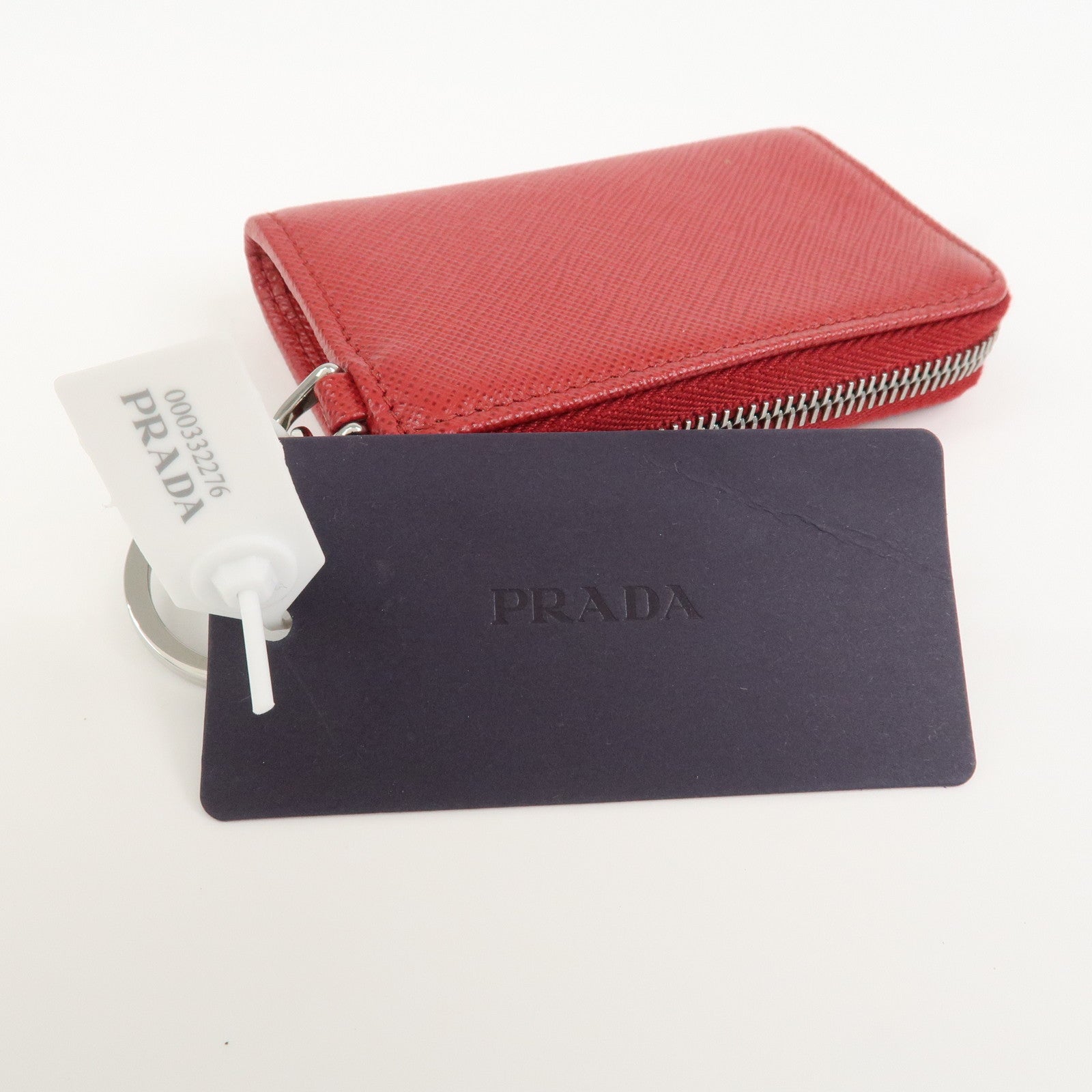 PRADA Saffiano Leather Triangle Logo Coin Case Coin Purse 2TT085