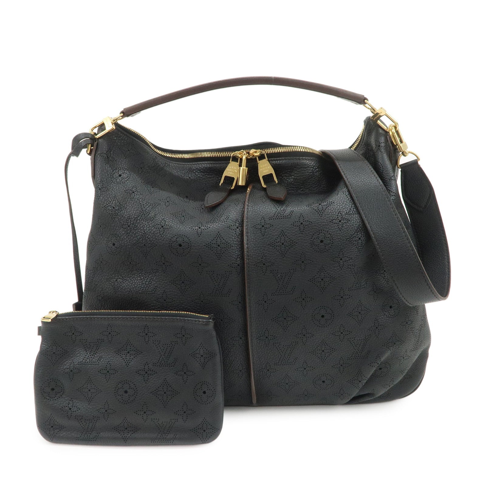 Louis Vuitton Monogram Mahina Selene PM Shoulder Bag Noir M94314