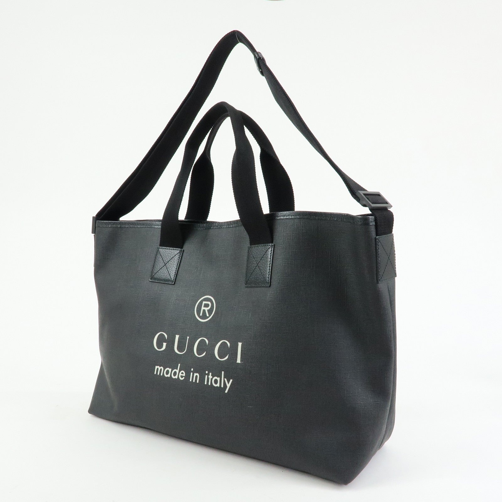 GUCCI PVC Leather 2Way Bag Shopping Bag Tote Bag Black 231860