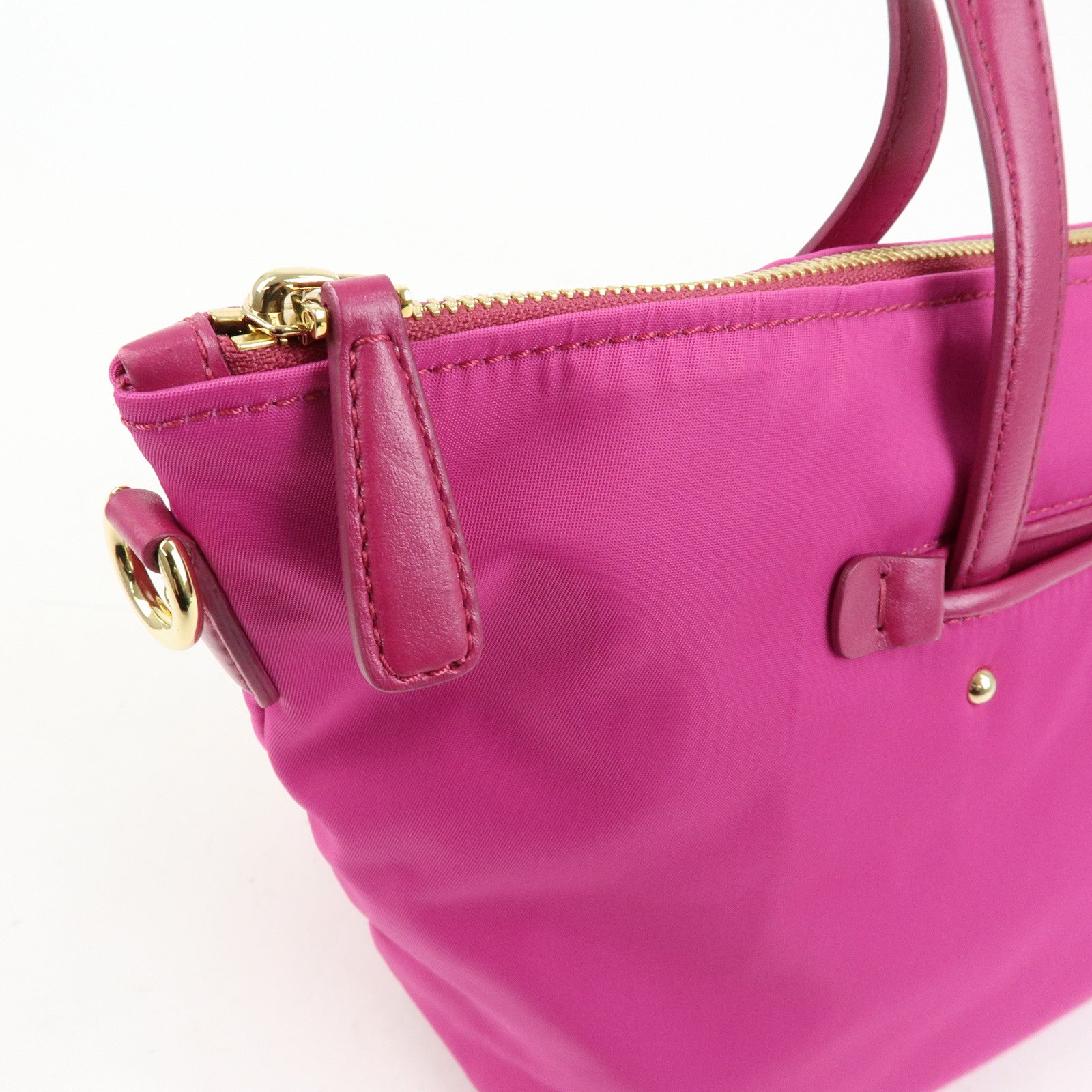 Ferragamo Gancini Nylon Leather 2Way Bag Hand Bag Shoulder Bag Pink