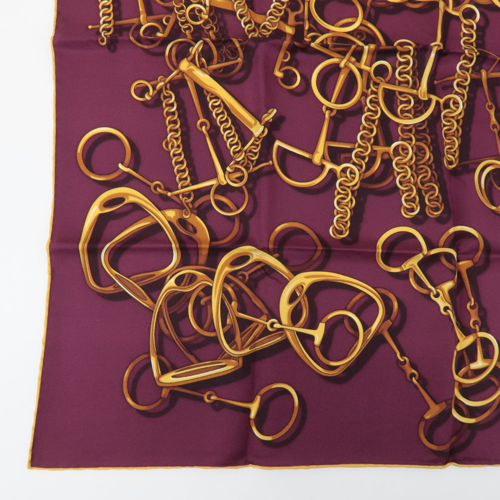 GUCCI Horse Bit Silk 100% 65×65 Scarf Purple