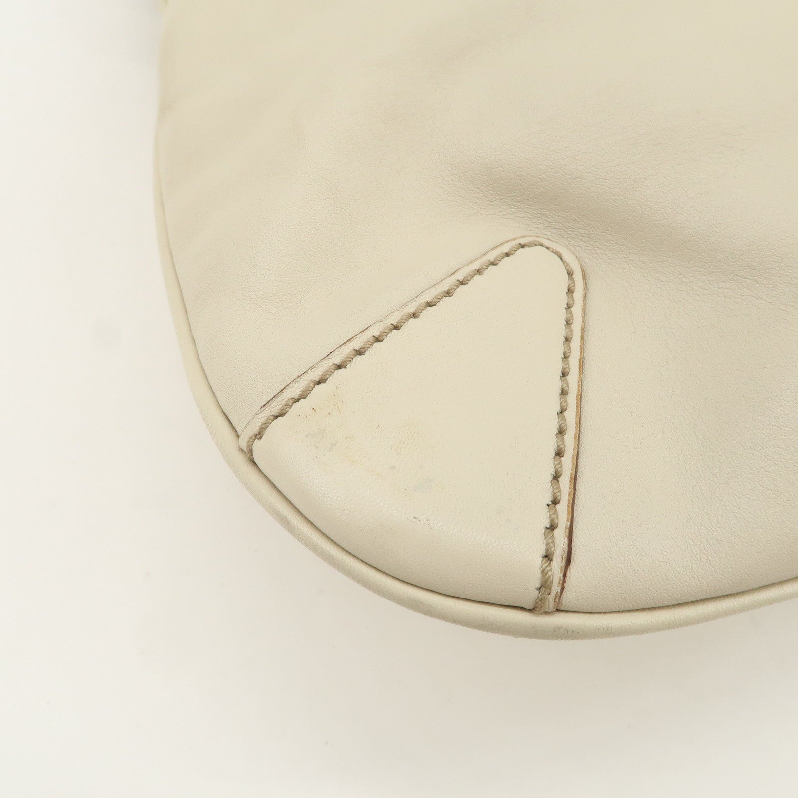 GUCCI Horsebit Leather Shoulder Bag Hand Bag Ivory 145826