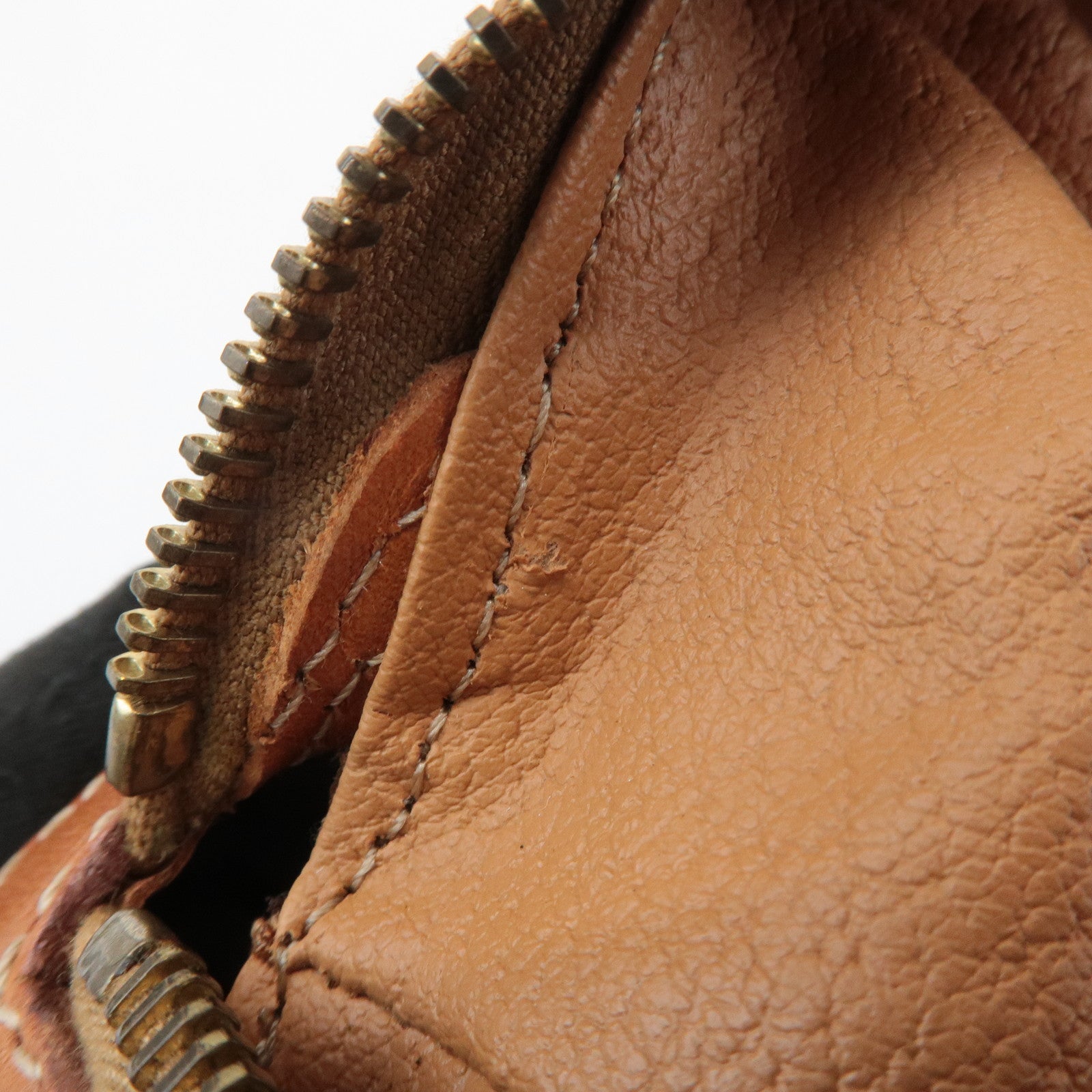 CELINE Macadam PVC Leather Canvas Pouch Brown Gold Hardware