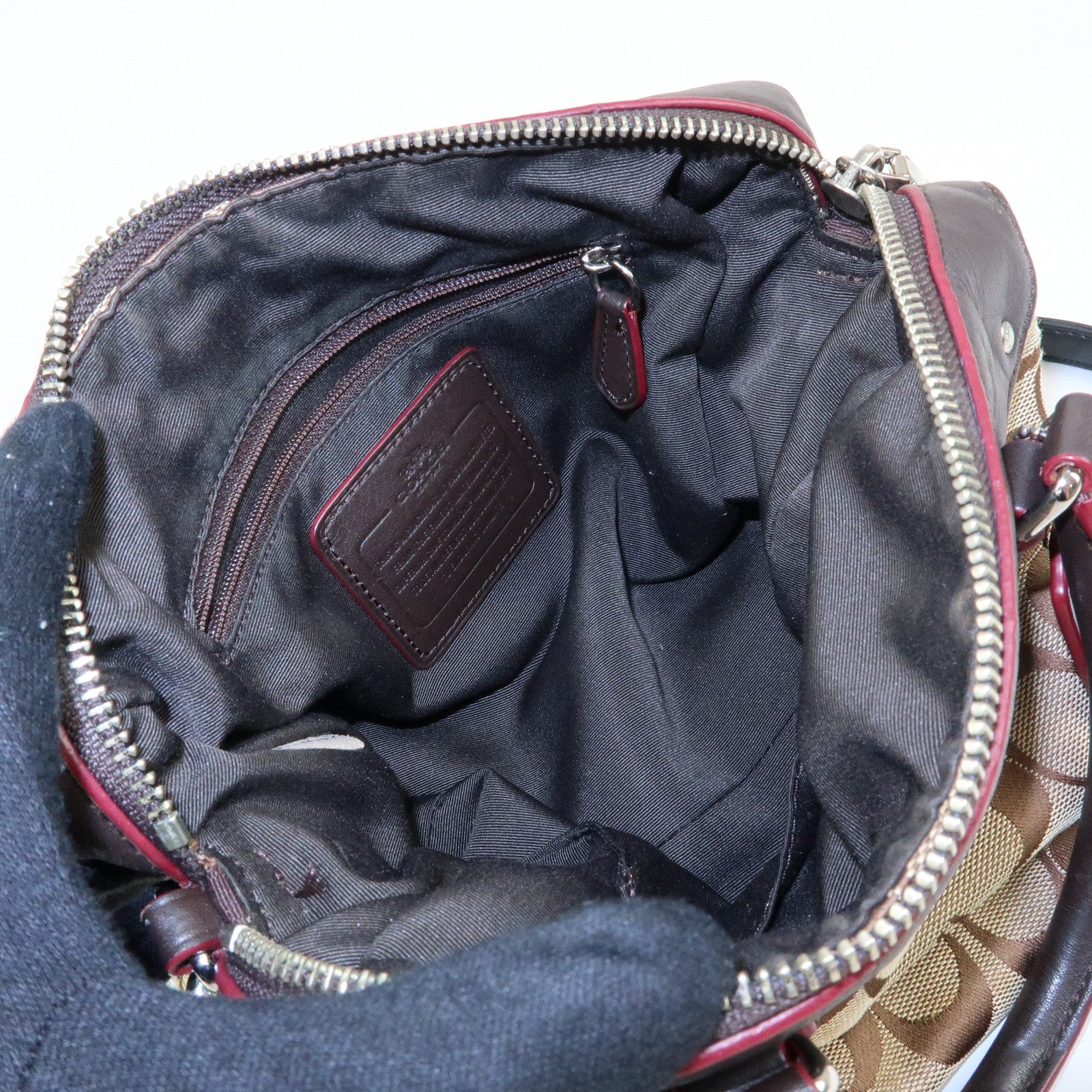 COACH Set of 3 Canvas Leather 2Way Shoulder Bag Pouch Brown Black
