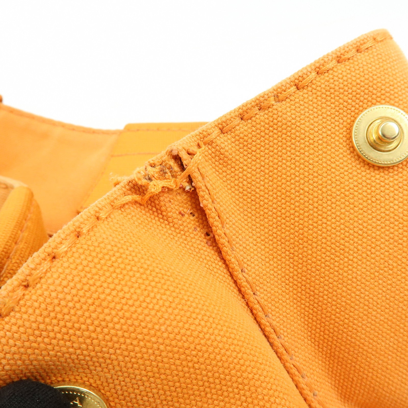 PRADA Canapa Canvas Tote Bag Hand Bag M Size Orange BN1877