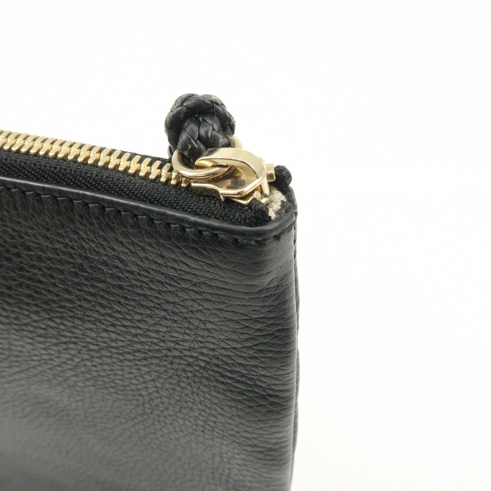 GUCCI Bamboo Leather Clutch Bag Second Bag Black 449653 Used