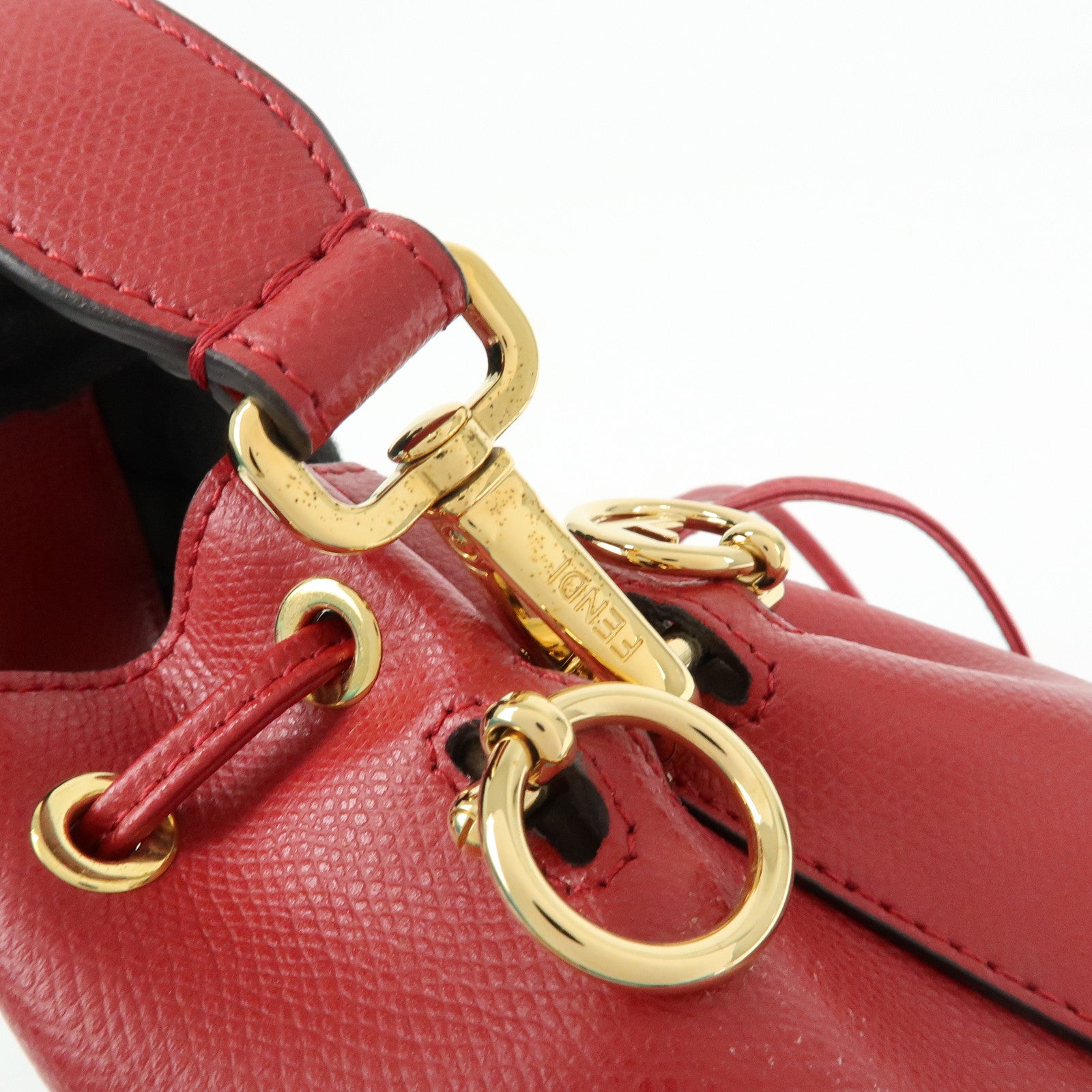 FENDI Mon Tresor Leather 2Way Bag Hand Bag Shoulder Bag Red 8BS010