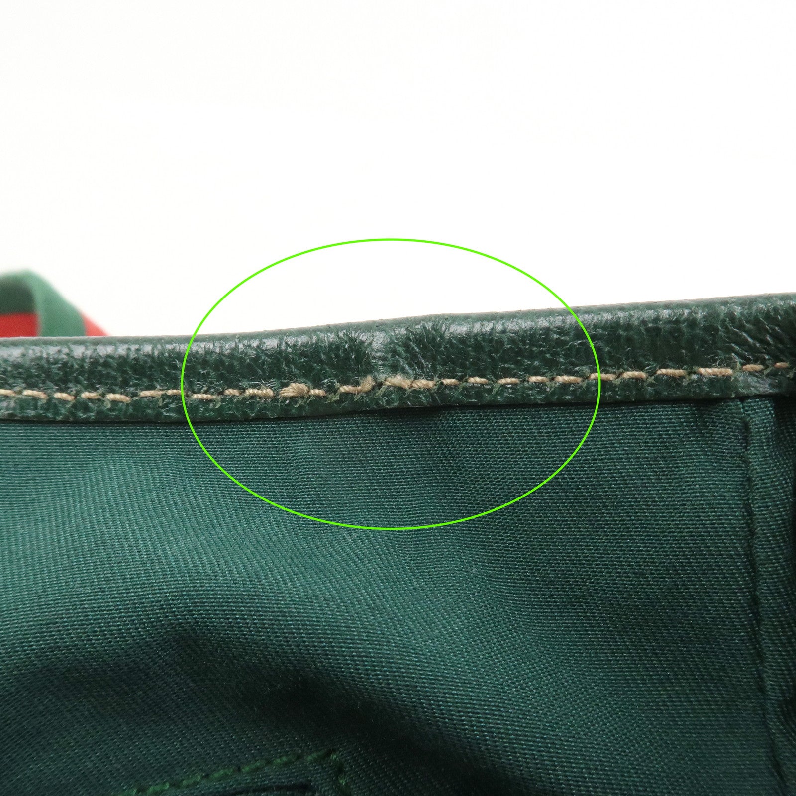 GUCCI Sherry GG Canvas Leather Hand Bag Brown Green 145810