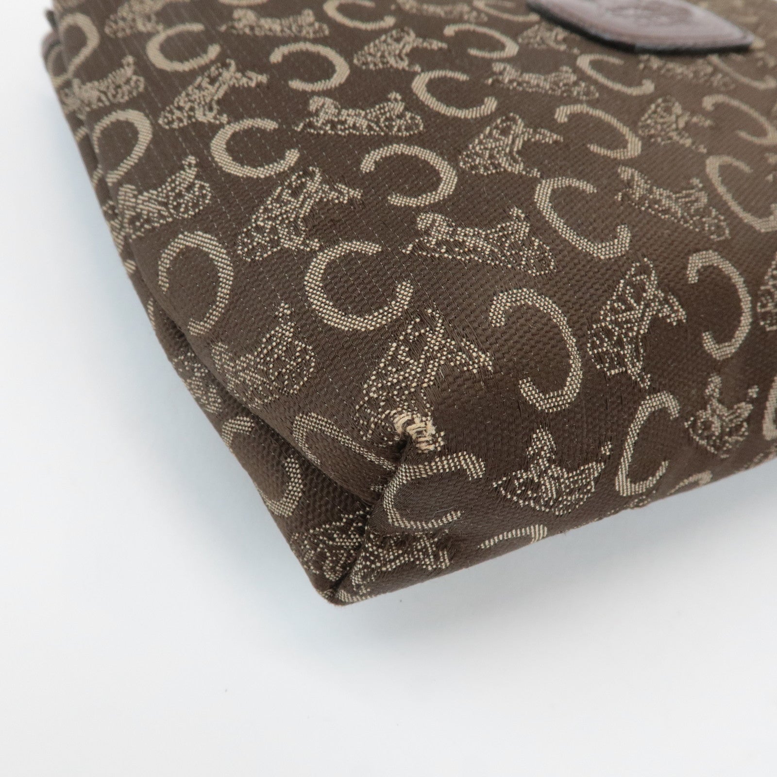 CELINE C Macadam Canvas Leather Pouch Brown