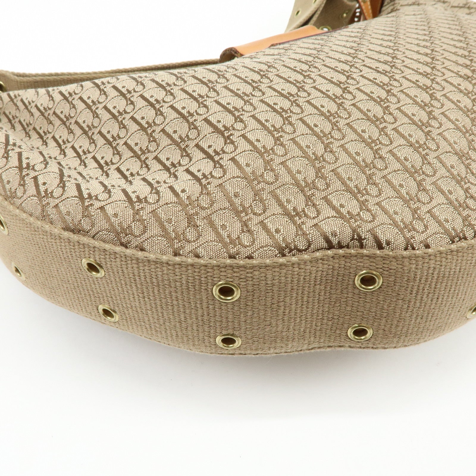 Christian Dior Trotter Canvas Leather Shoulder Crossbody Bag Beige