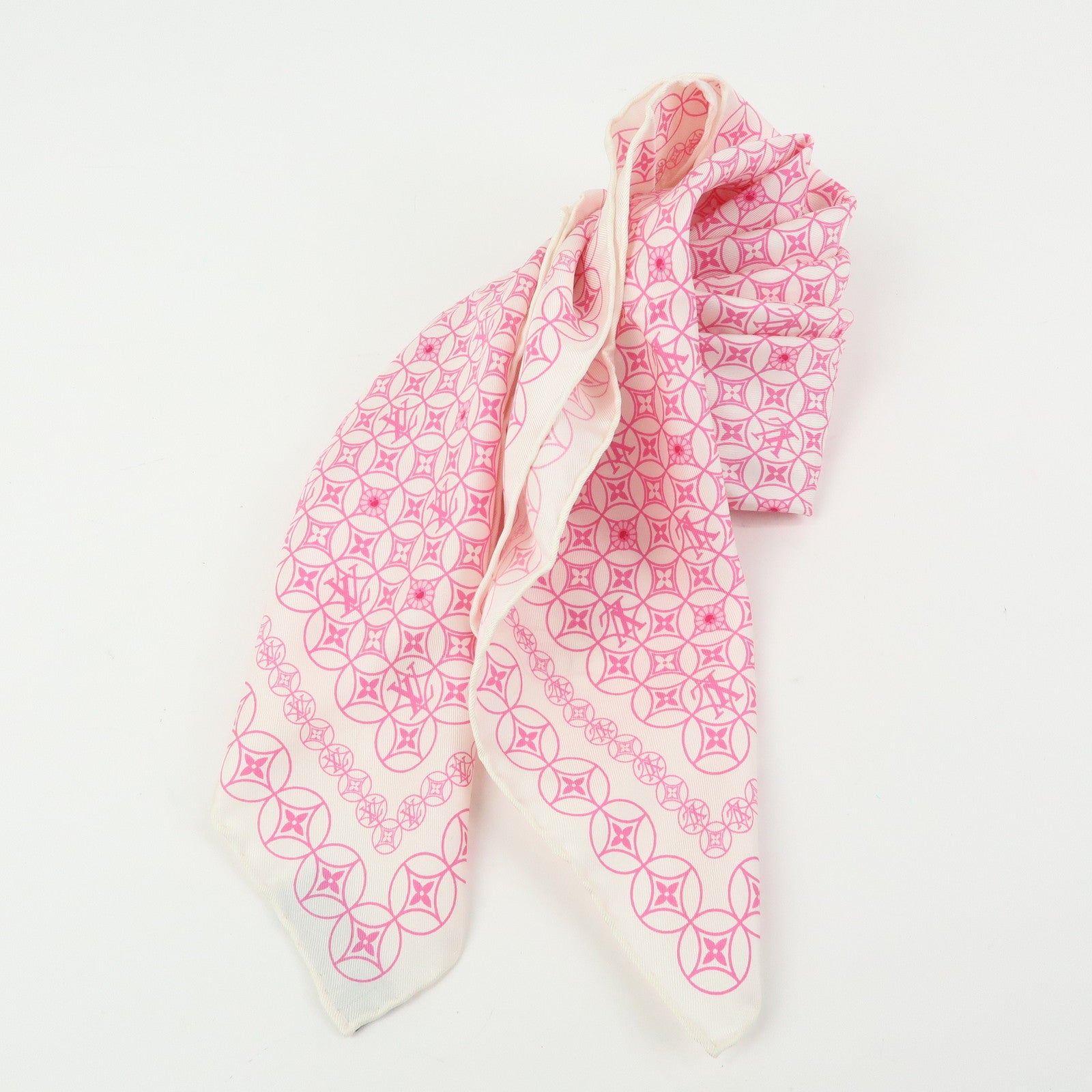 Louis Vuitton Silk 100% Scarf Murakami White Pink