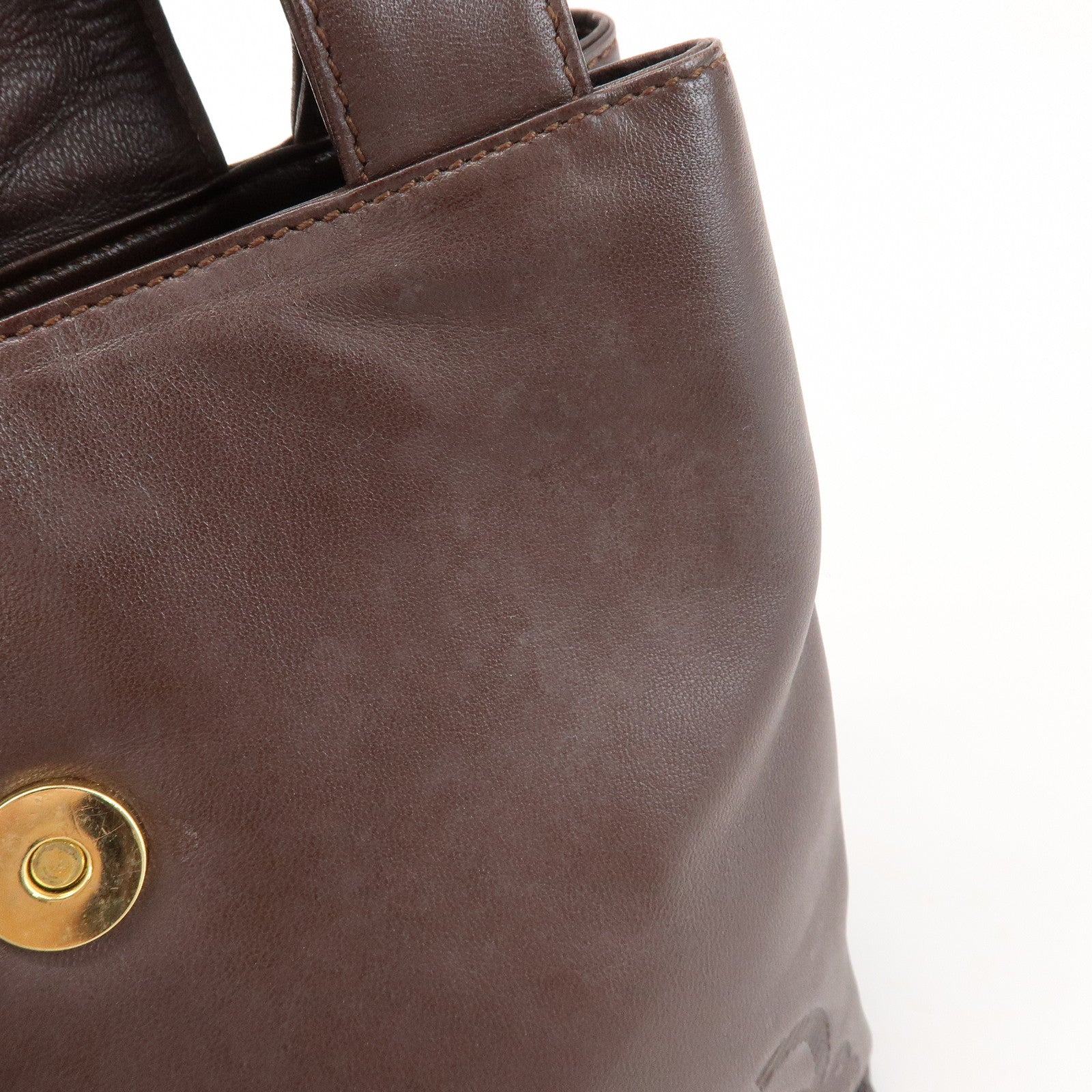 LOEWE Anagram Logo Leather Hand Bag Mini Tote Bag Brown