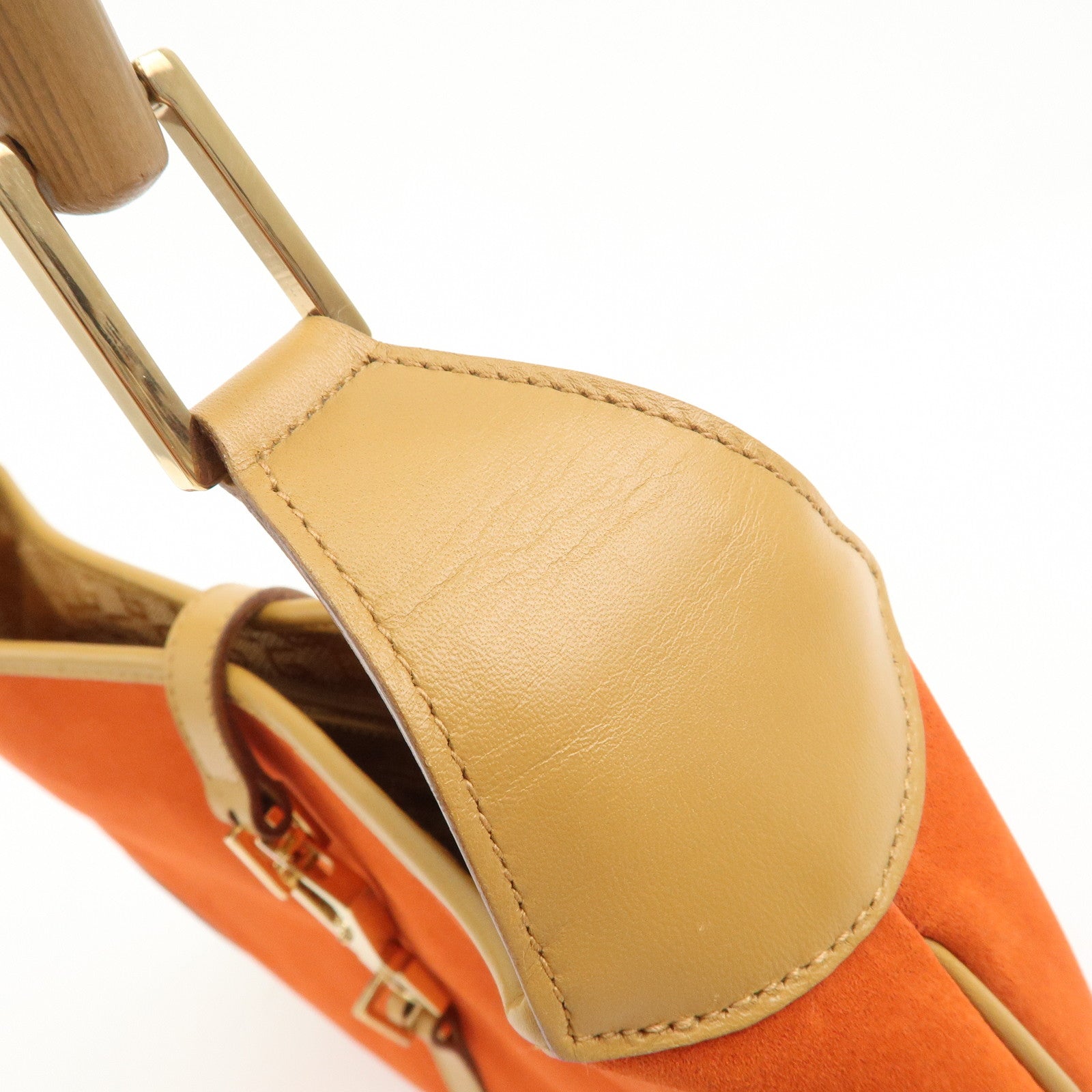 GUCCI Bamboo Suede Leather Shoulder Bag Orange 001・4060・002058
