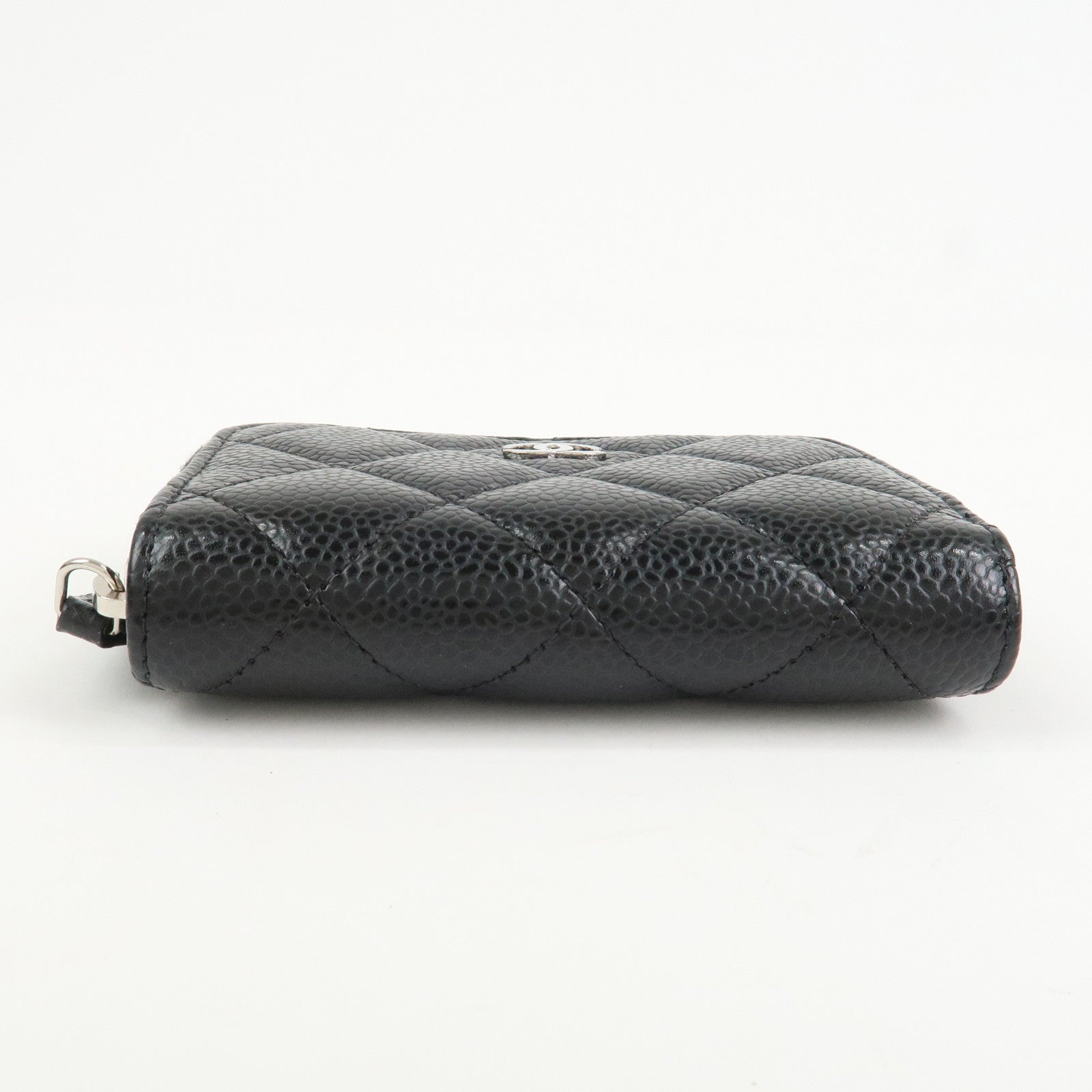 CHANEL Matelasse Caviarskin Classic Zippy Coin Case Black AP0216