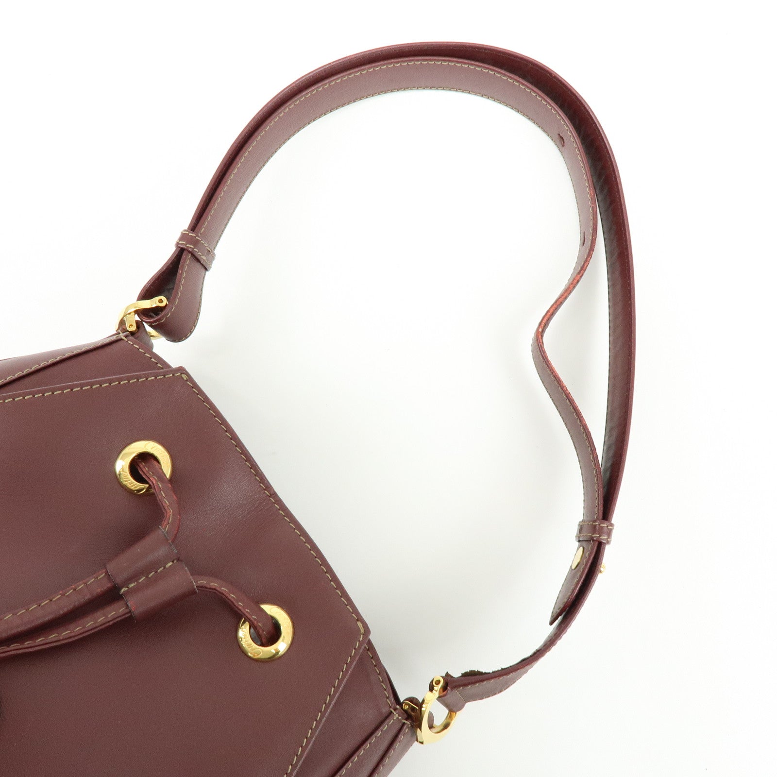Cartier Must de Cartier Leather Shoulder Crossbody Bag Bordeaux