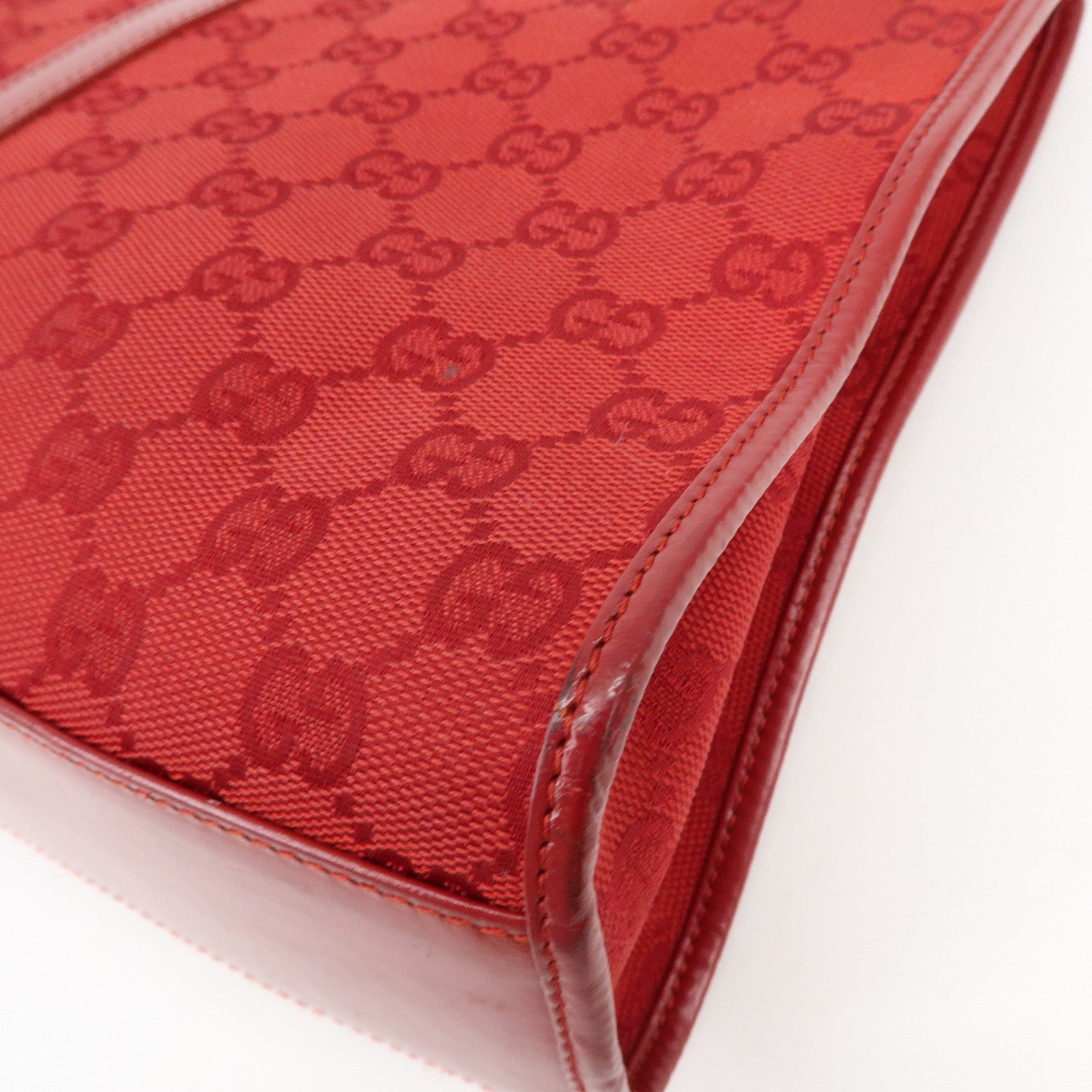 GUCCI Jackie GG Canvas Leather Shoulder Bag Tote Bag Red 002・1073