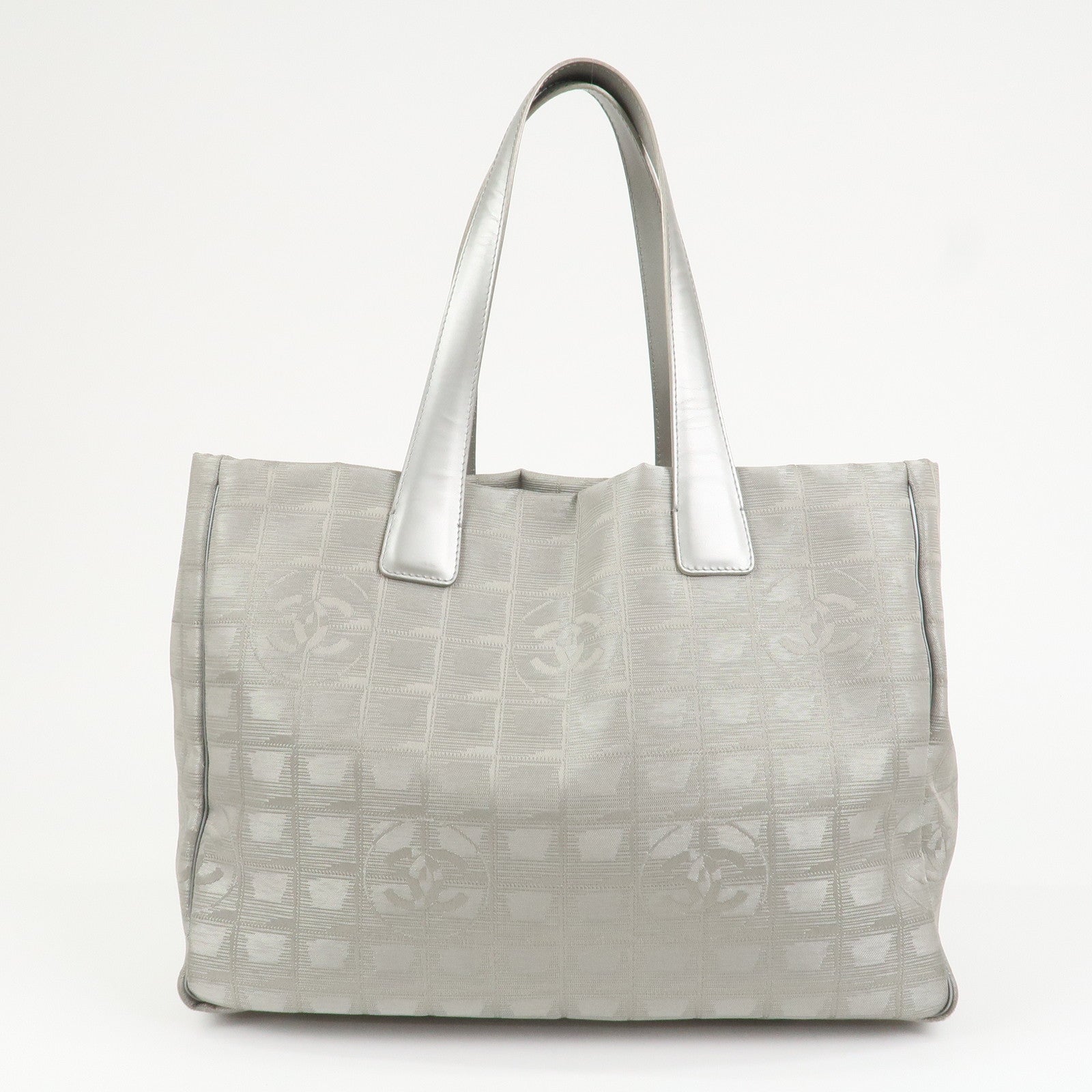 CHANEL New Travel Line Nylon Jacquard Leather Tote Bag MM A15991