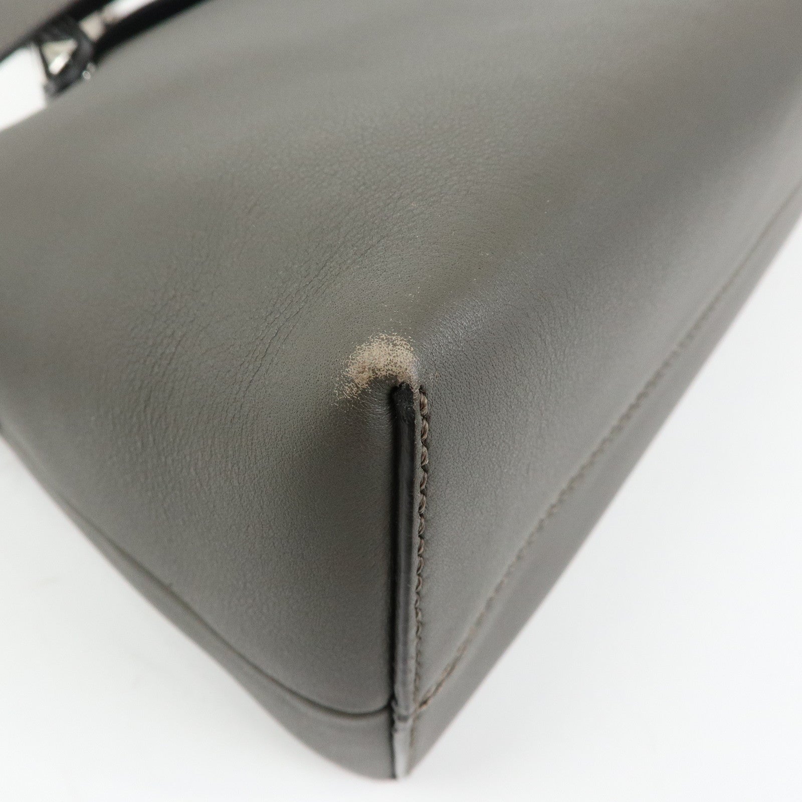 FENDI By The Way Medium Leather 2Way Bag Hand Bag Gray 8BL146