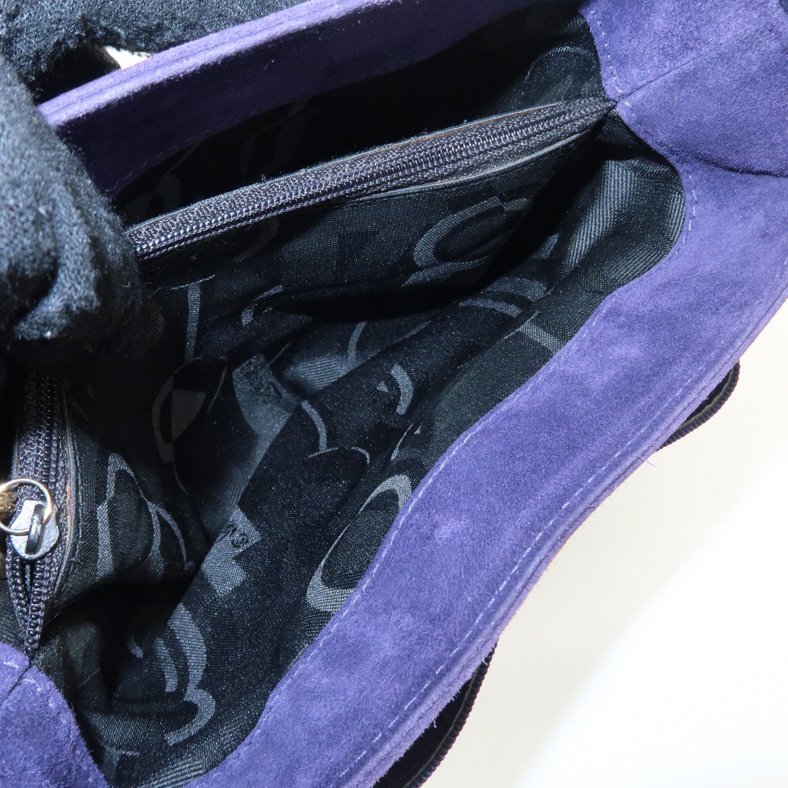 Ferragamo Vara Ribon Suede Hand Bag Purple Gold Hardware Used