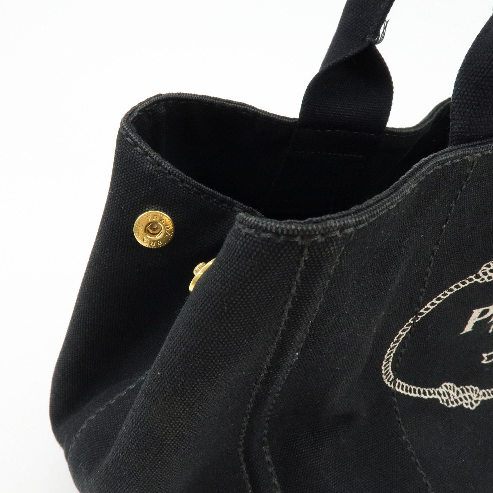 PRADA Logo Canapa Canvas 2Way Bag Tote Bag Hand Bag Black B1877G