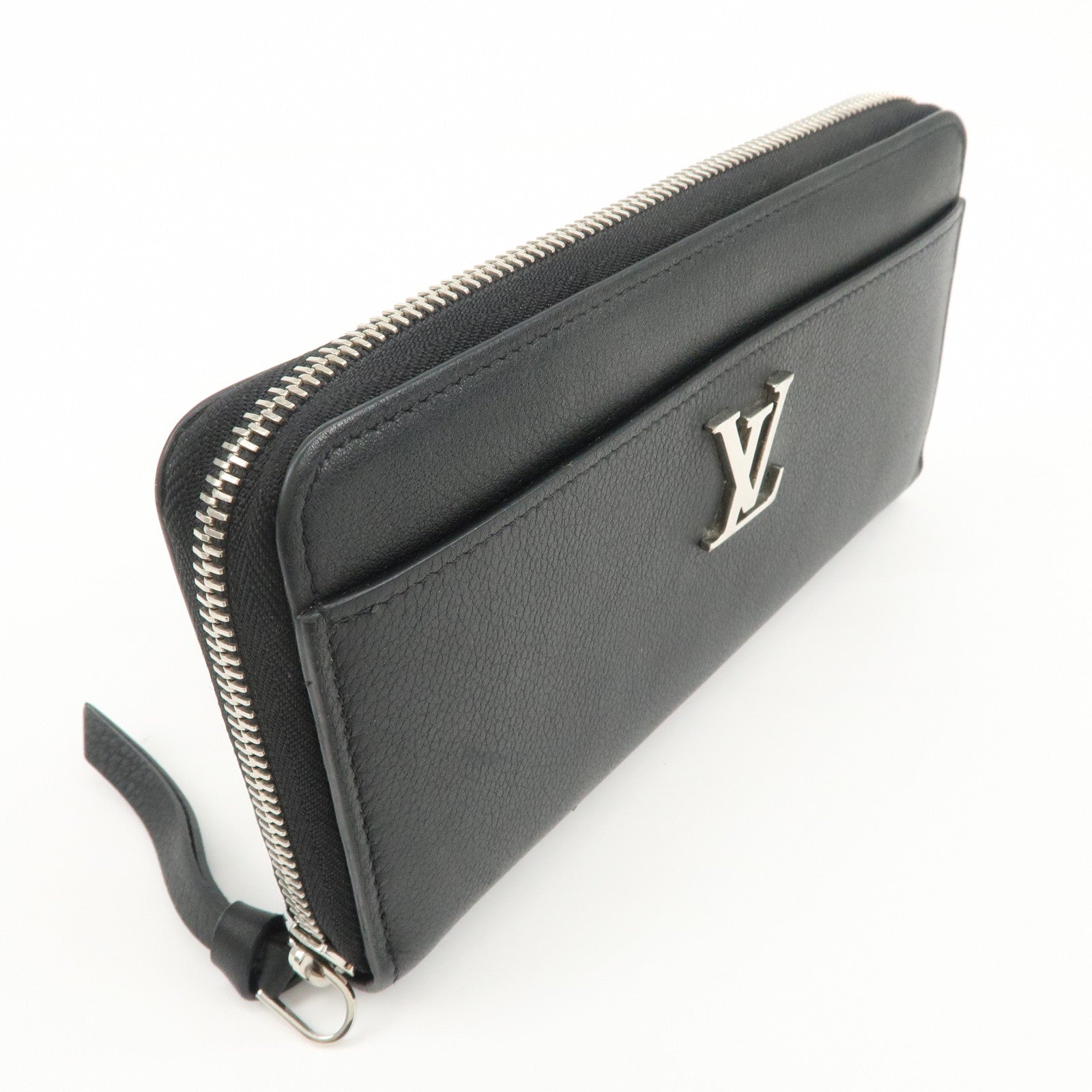 Louis Vuitton Lockme Leather Round Zippy Long Wallet Noir M62622