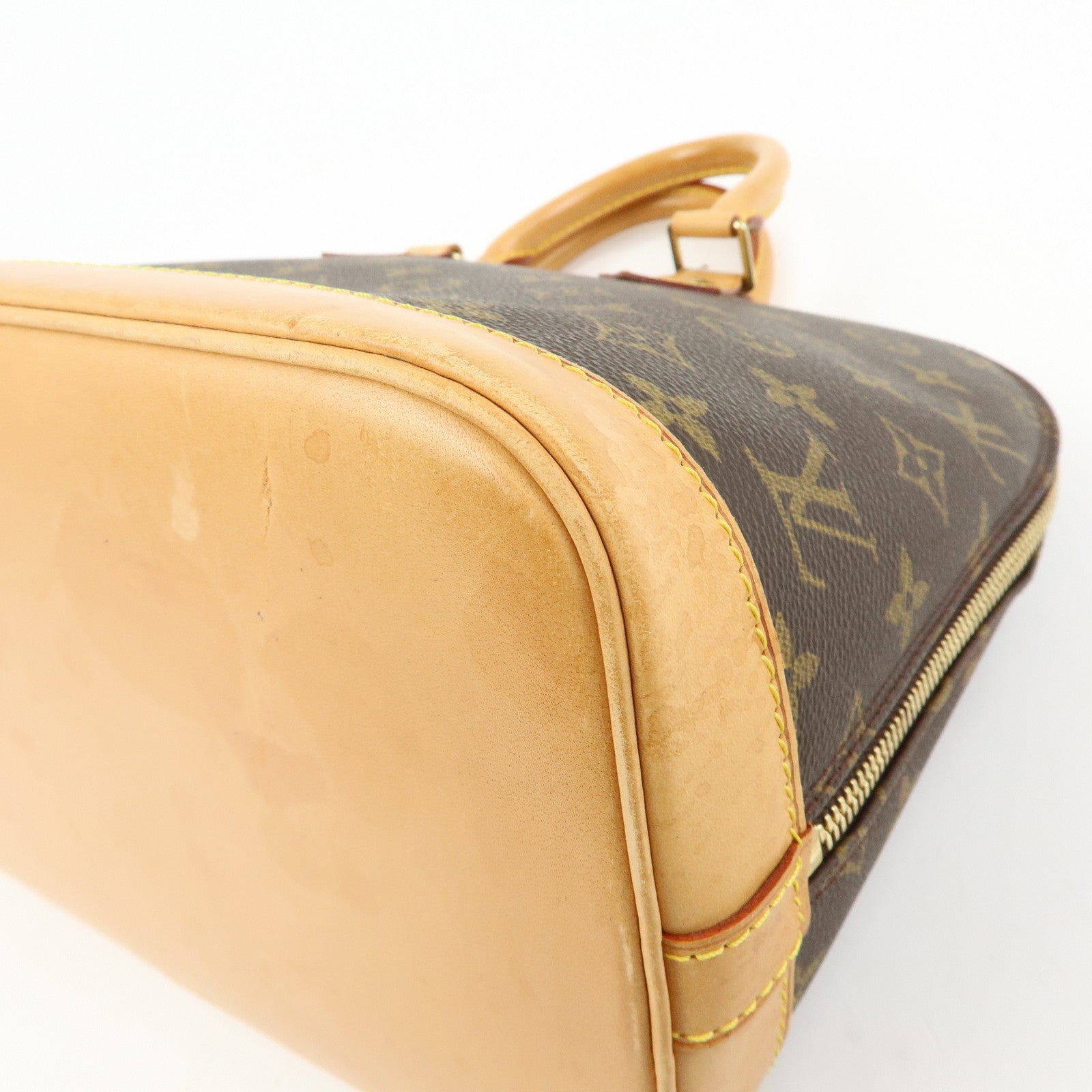 Louis Vuitton Monogram Canvas Leather Alma Hand Bag Brown M51130