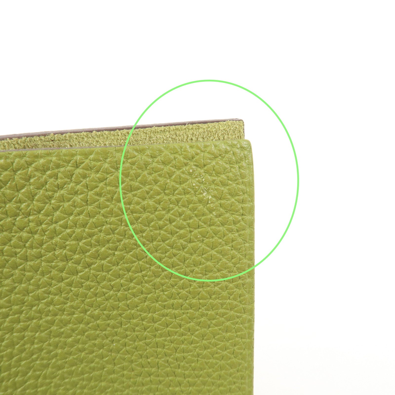 HERMES Ulysse MM Leather Notebook Cover Agenda L Stamped Green