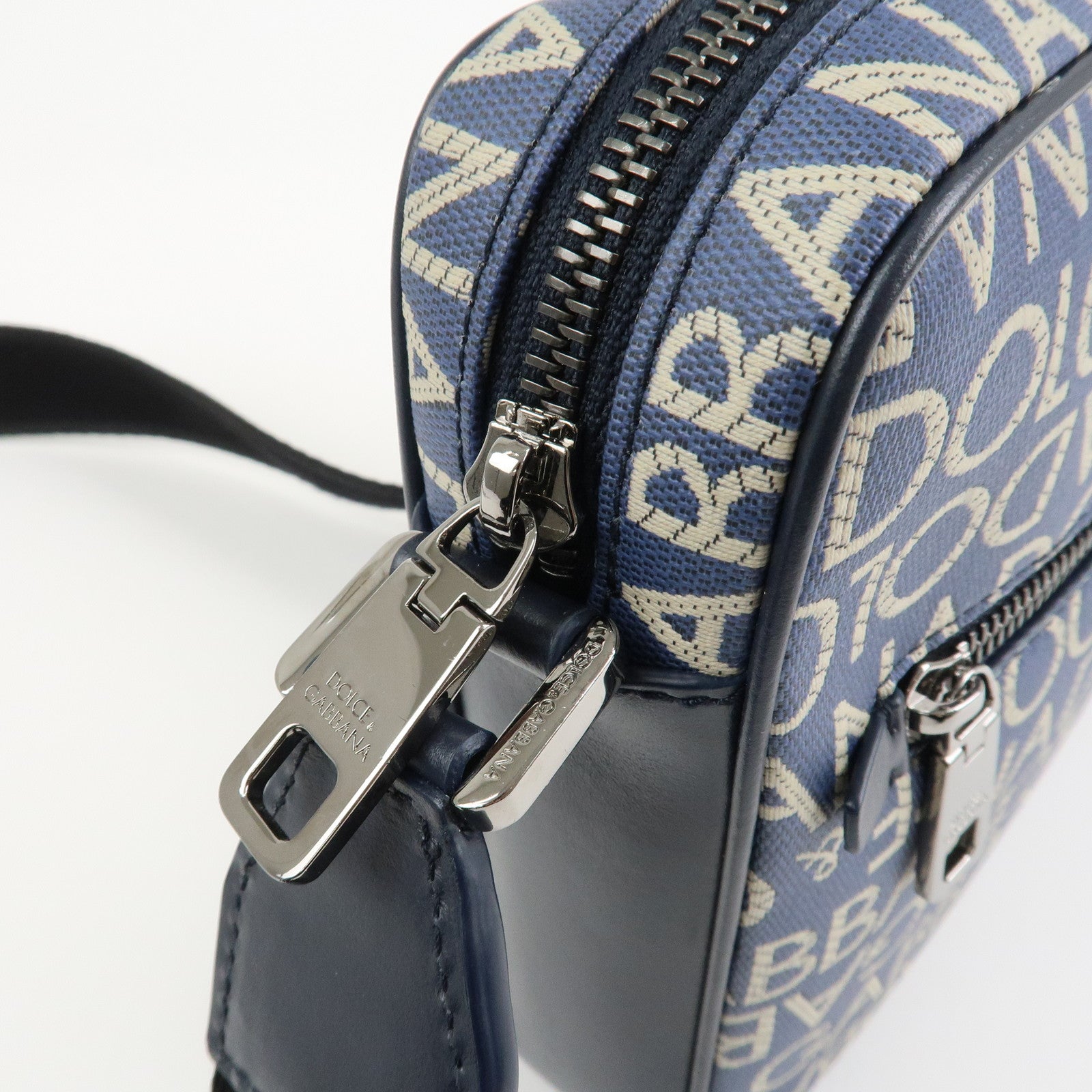 Dolce&Gabbana Canvas PVC Leather Shoulder Bag Navy