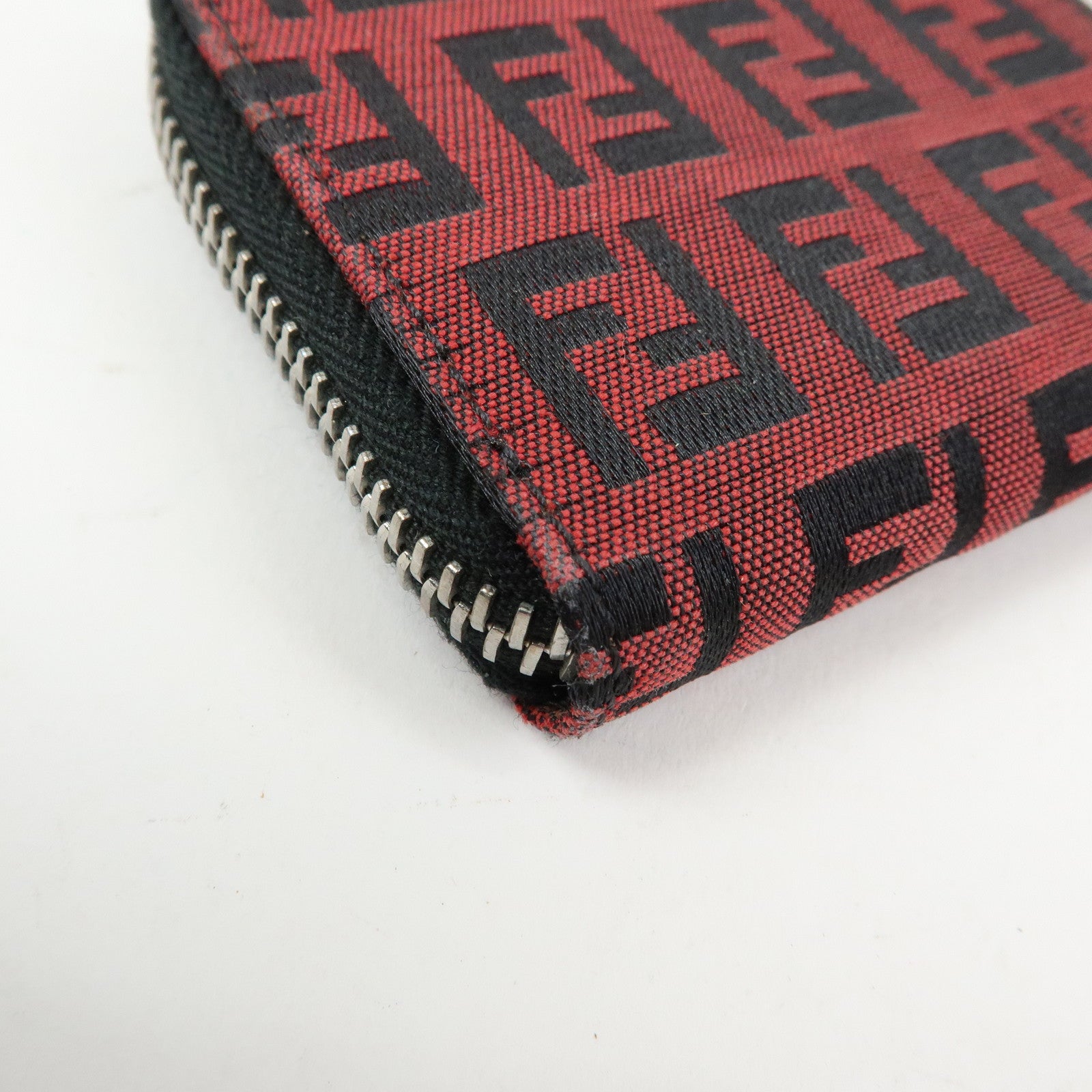 FENDI Zucchino Canvas Coin Case Coin Purse Red