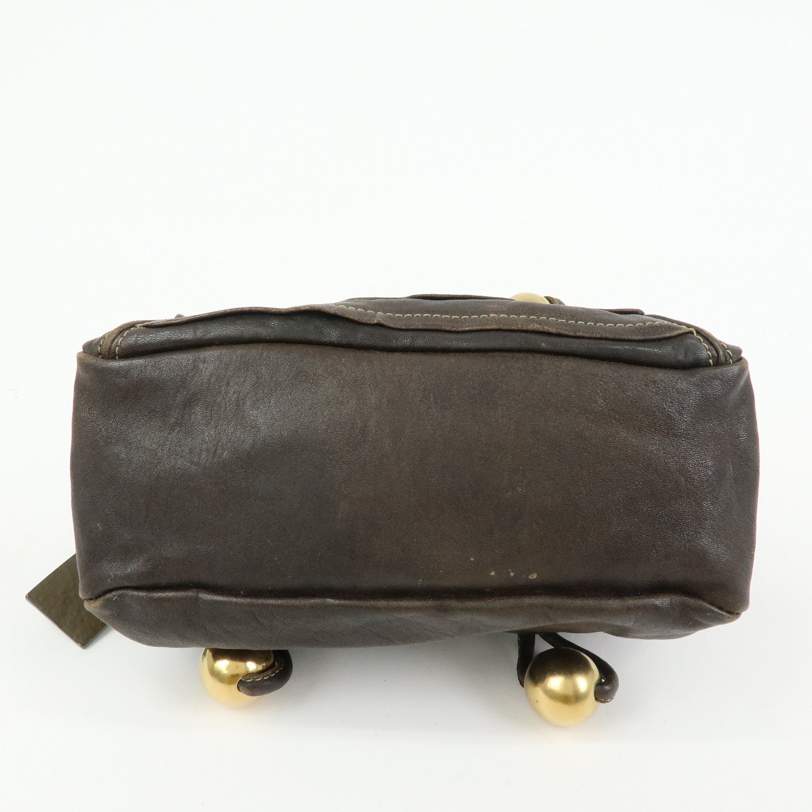 Chloe Leather Shoulder Bag Mini Boston Bag Brown