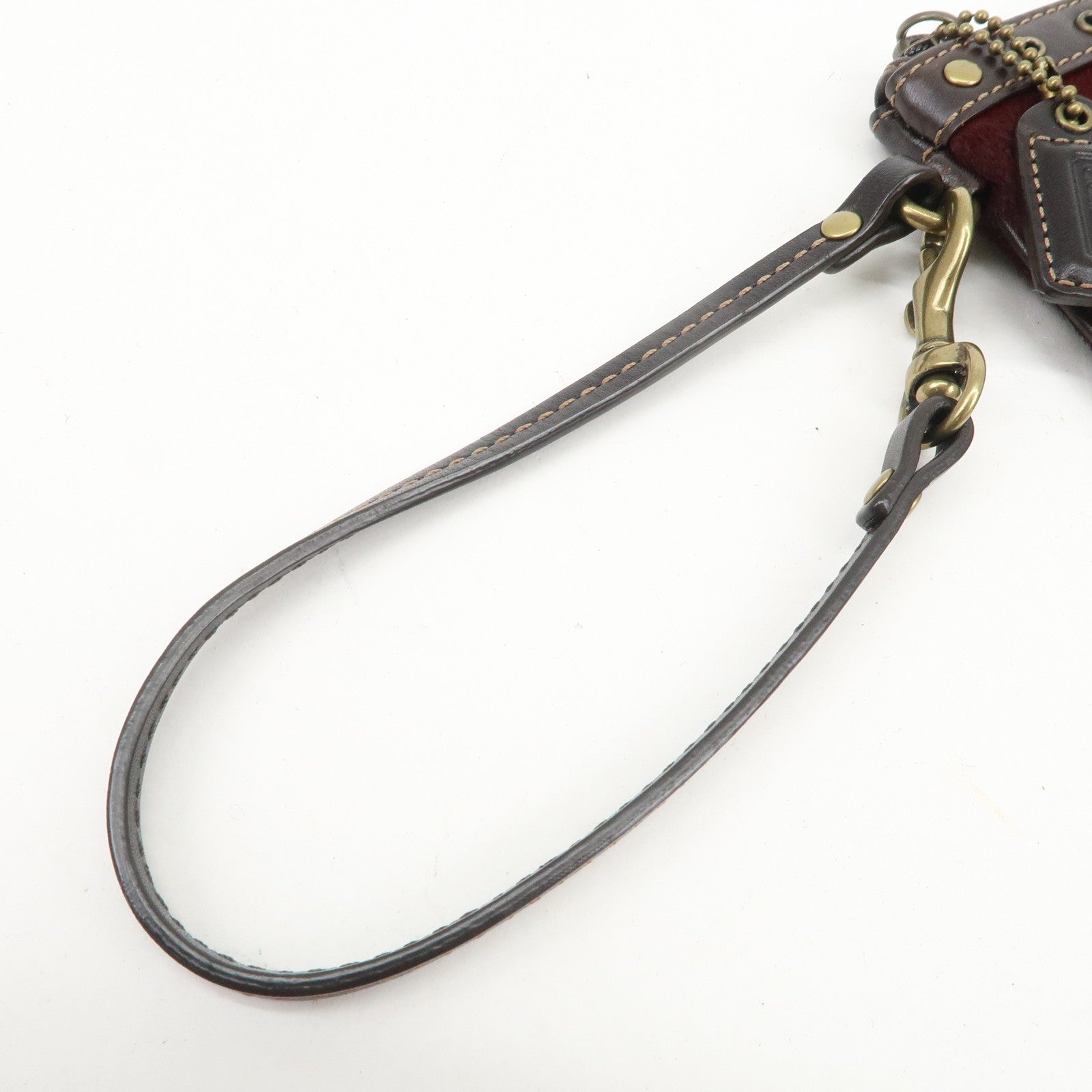 COACH Unborn Calf Leather Pouch Cosmetic Pouch Bordeaux Brown