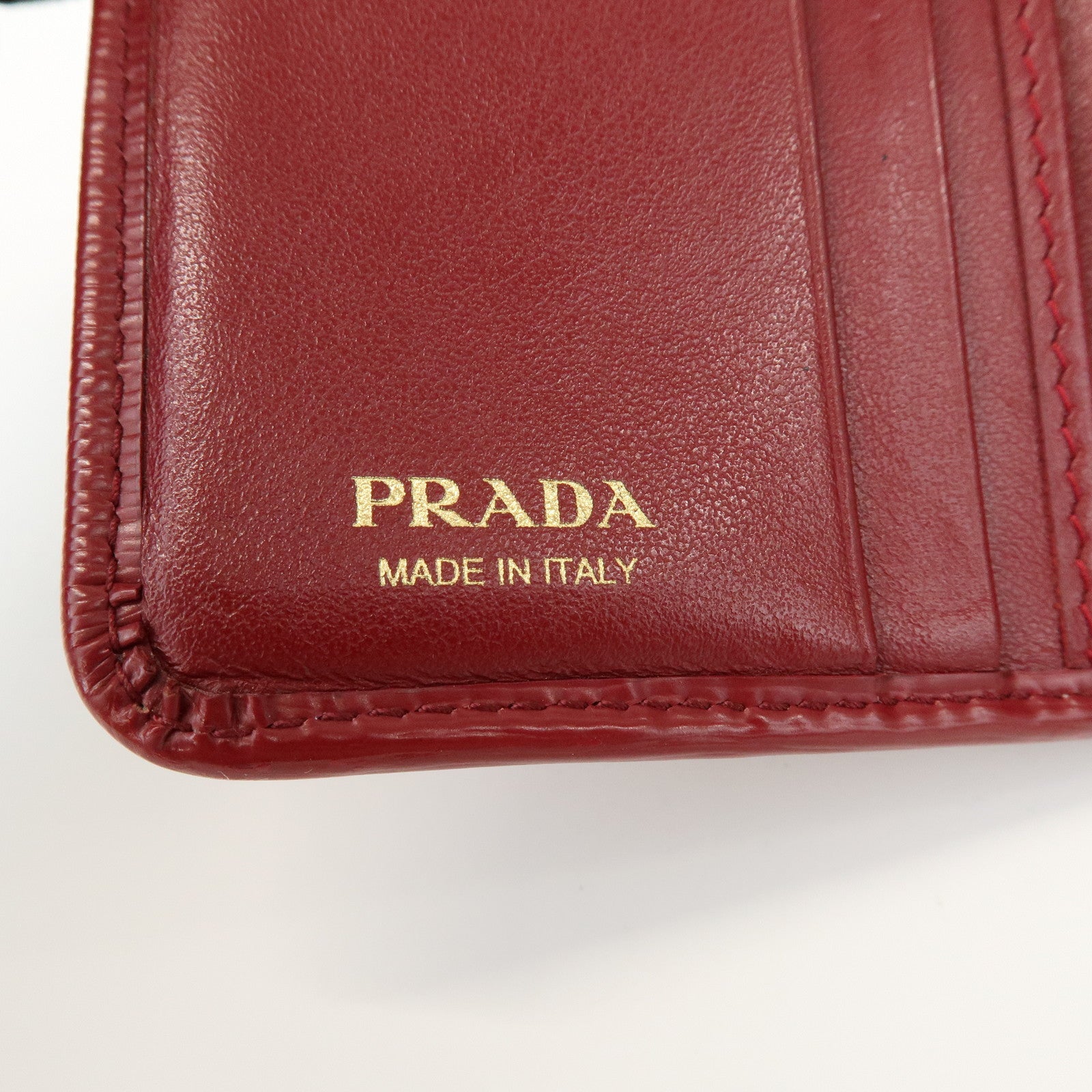PRADA Vitello Move Leather Compact Bi-fold Wallet Red 1ML018