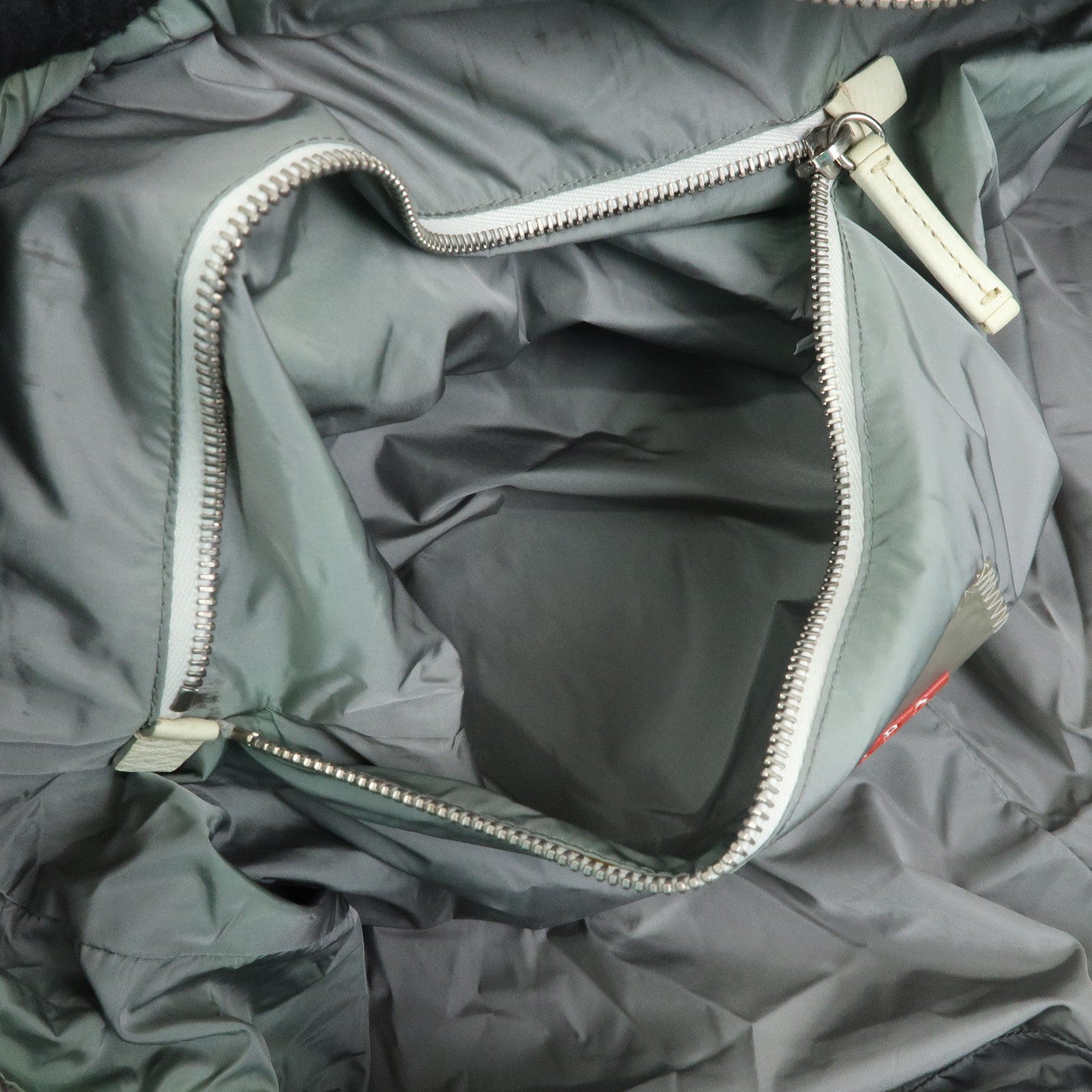 PRADA Sports Nylon Leather Boston Bag Hand Bag Gray Irvory
