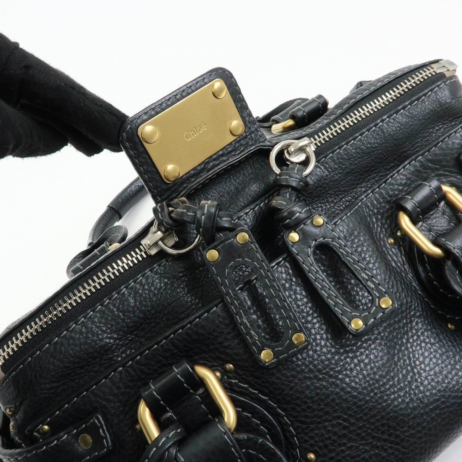 Chloe Paddington Leather Tote Bag Shoulder Bag Hand Bag Black