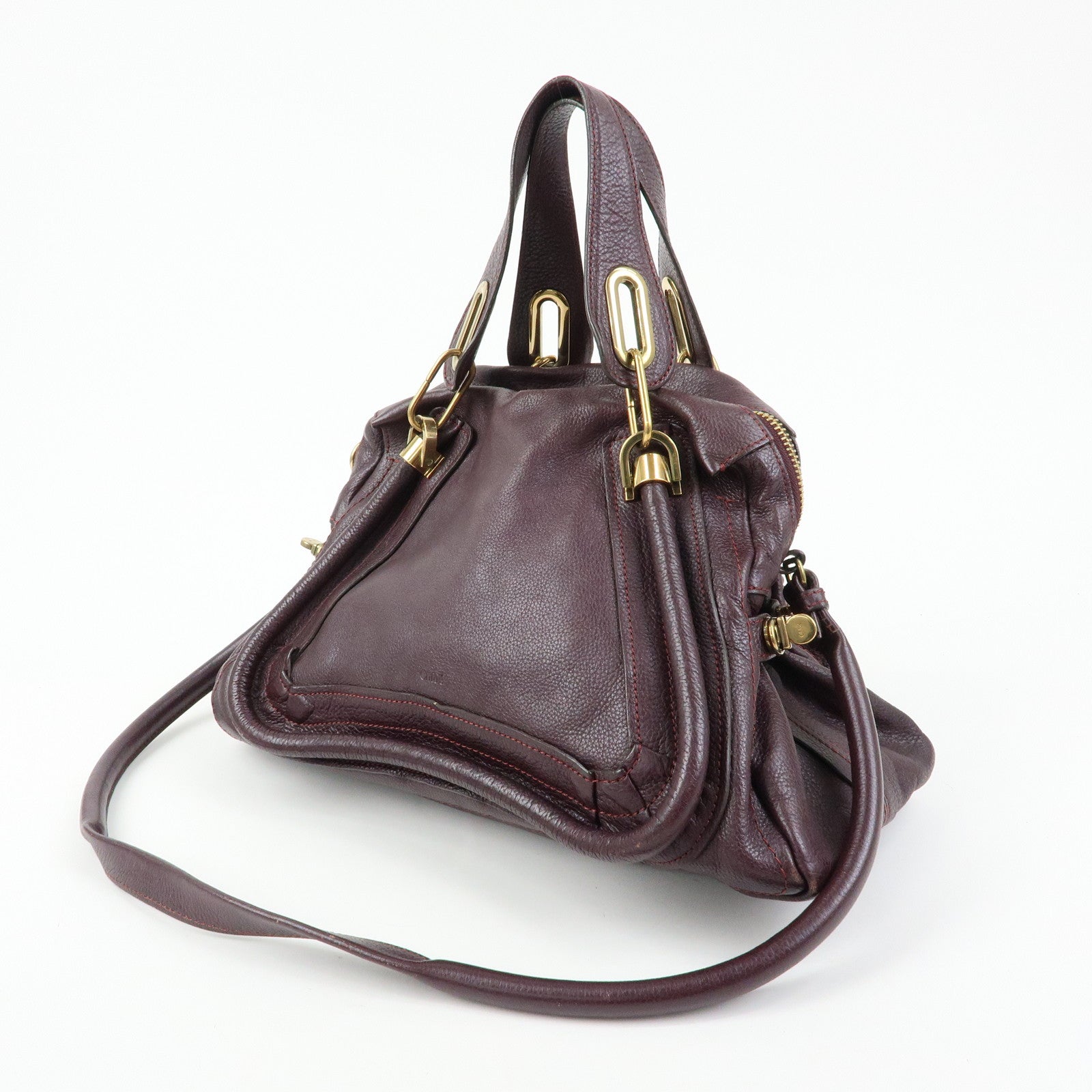Chloe Paraty Leather 2Way Bag Shoulder Bag Hand Bag Purple